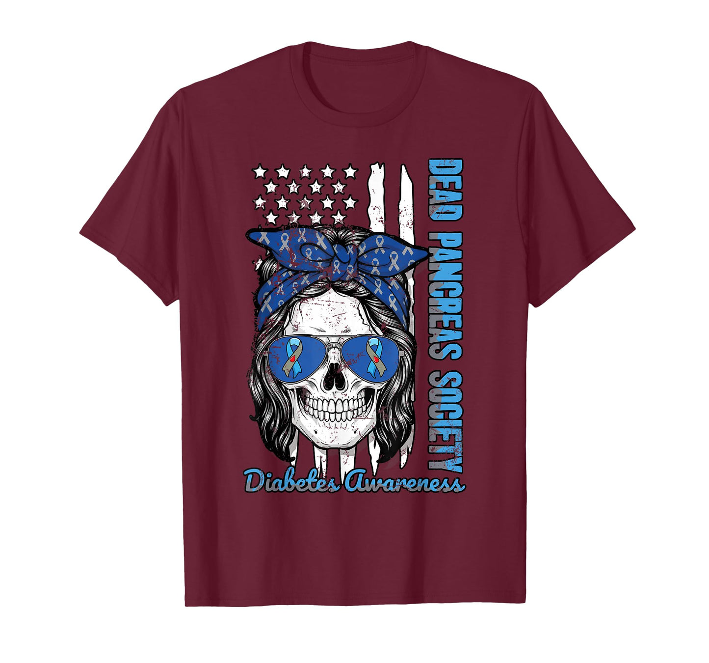 Dead Pancreas Society Diabetes Awareness US Flag T-Shirt
