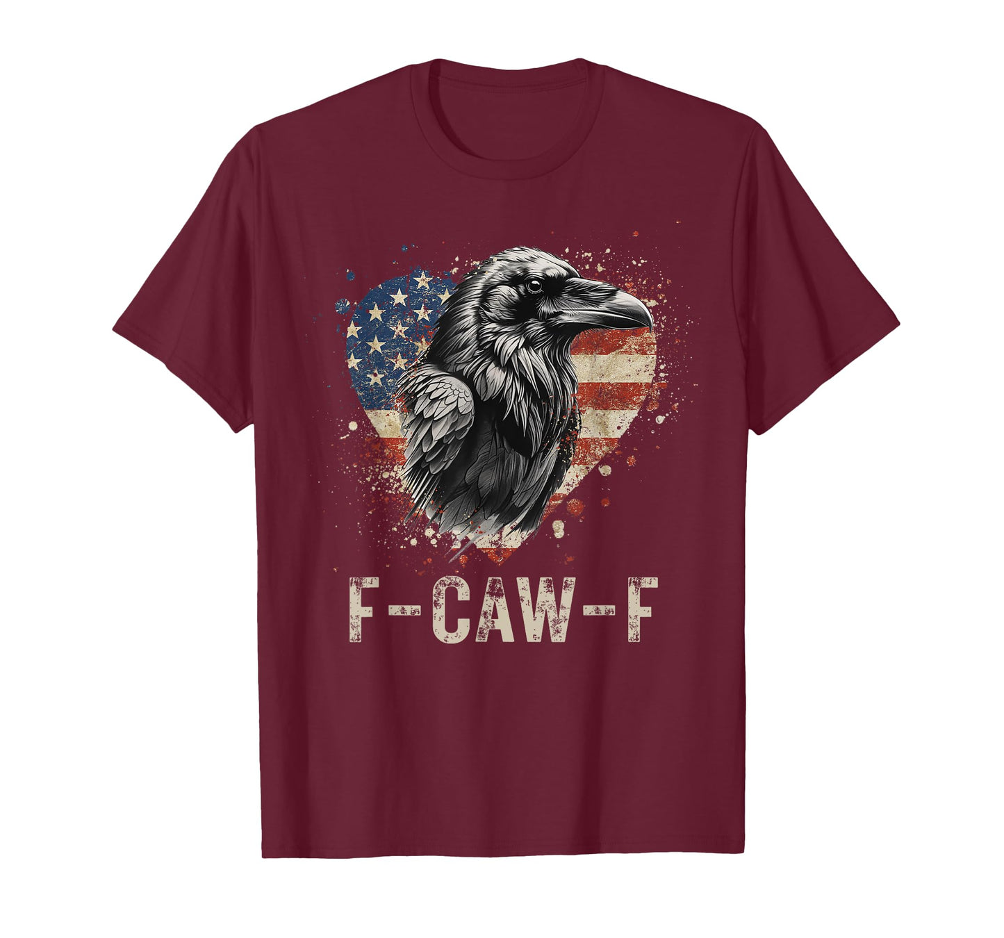 F-Caw-F Black Crow Black Bird Heart USA Flag Vintage T-Shirt