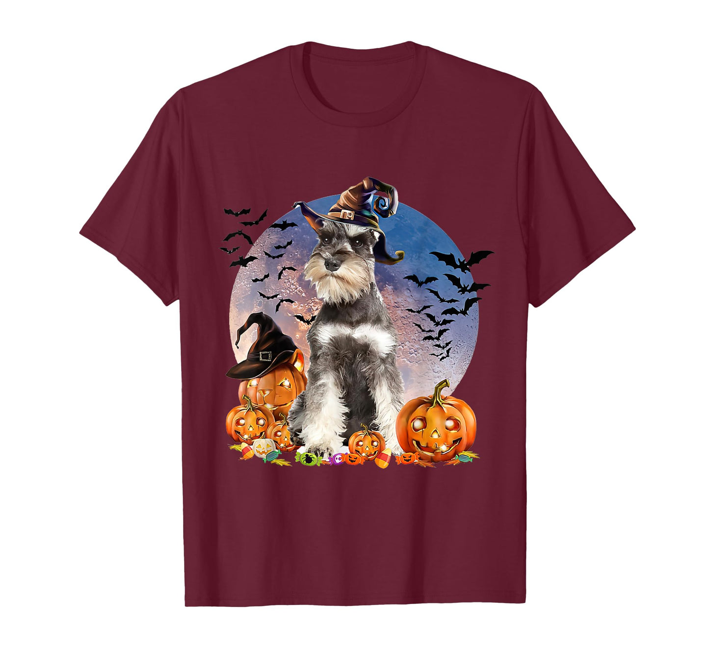Dog Halloween Schnauzer Jack O Lantern Pumpkin T-Shirt for Men Women