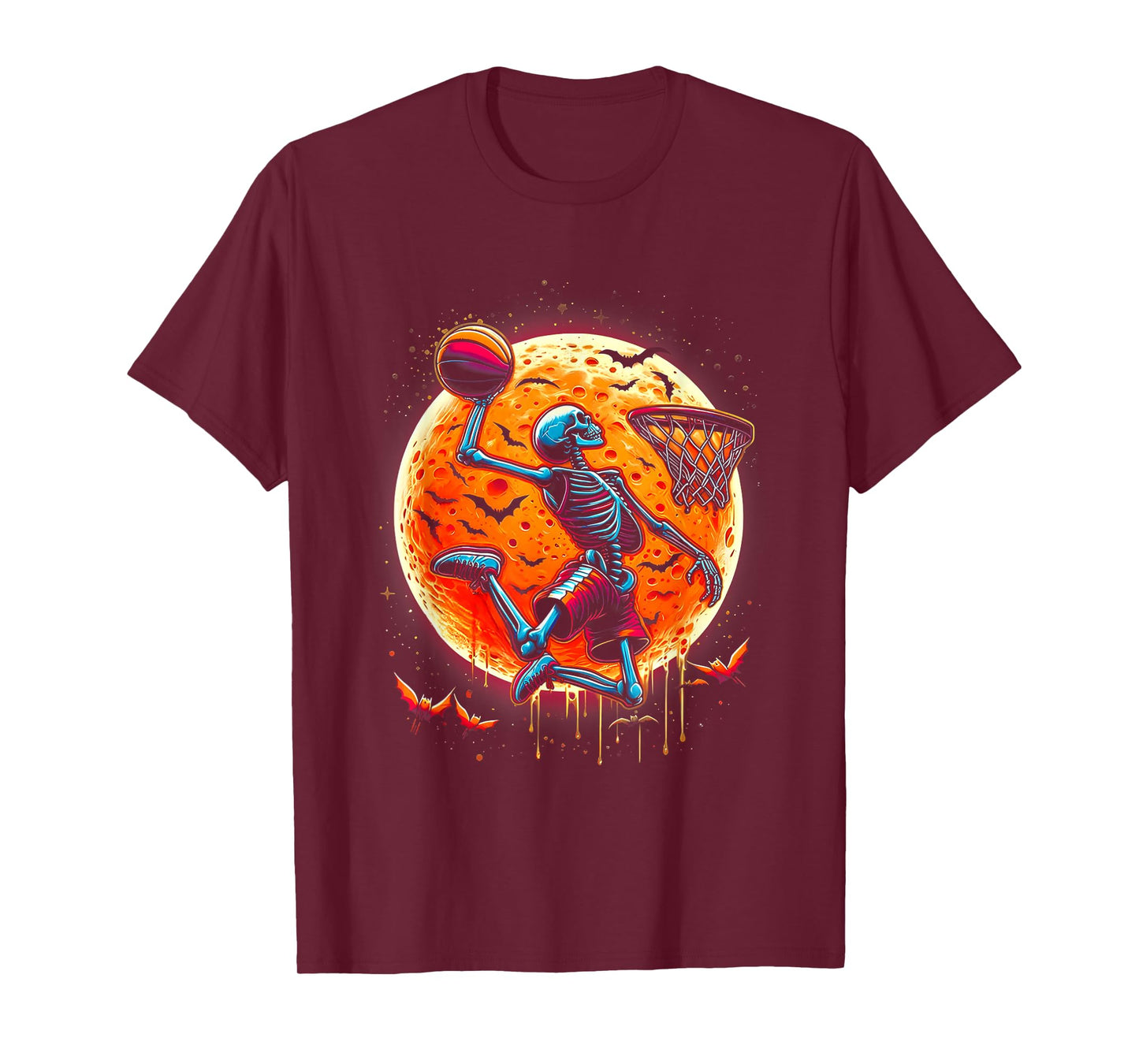 Halloween Basketball Funny Skeleton Spooky Basketball Player T-Shirt