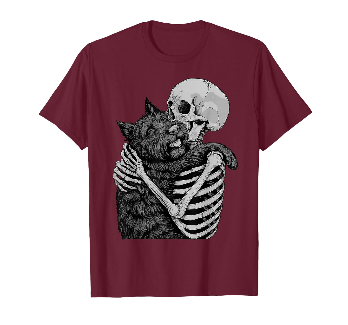 Scottish Terrier Skeleton Hug Halloween Dog Lover T-Shirt