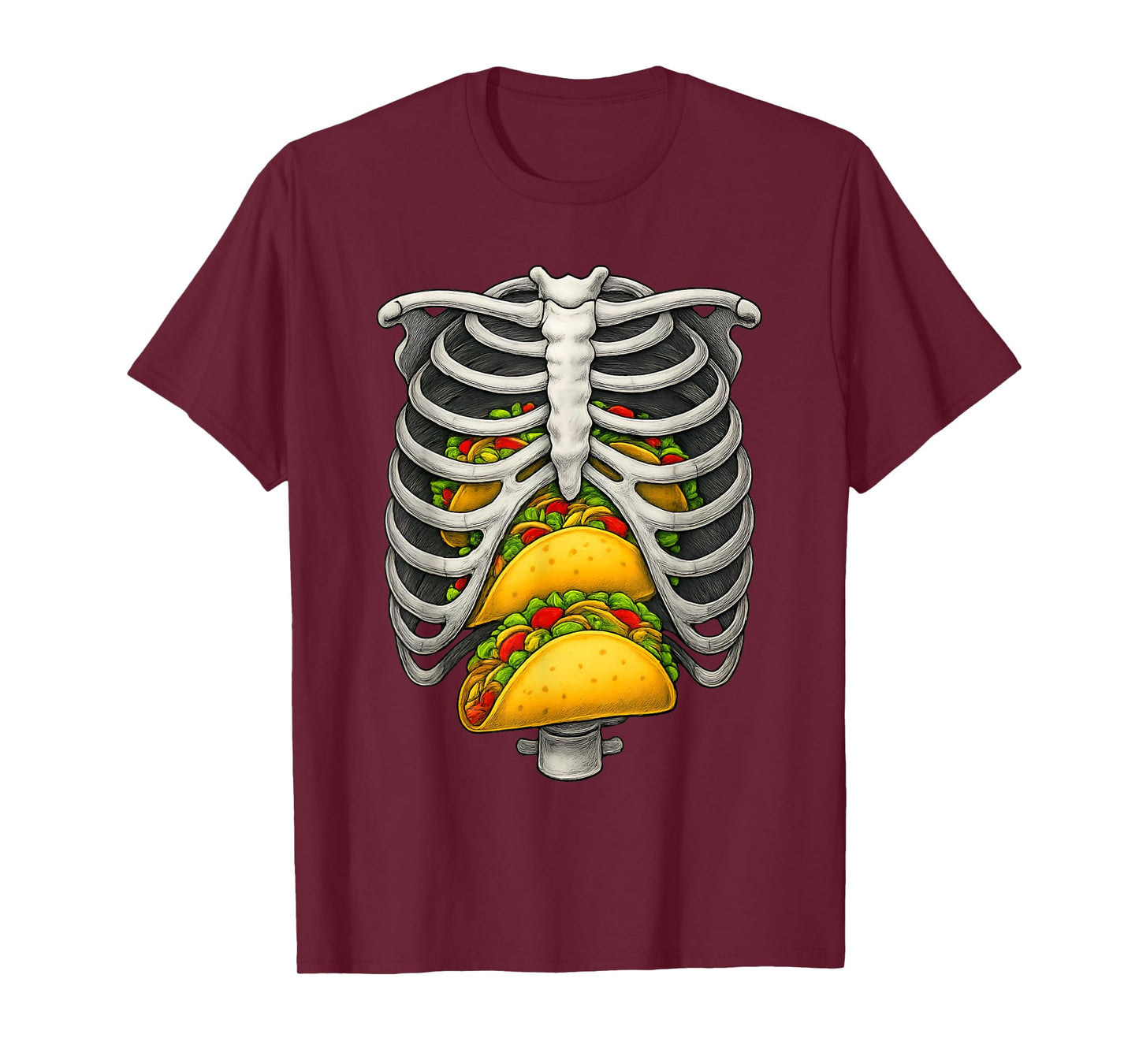 Skeleton Rib Cage Taco Lovers Skull Halloween Costume Funny T-Shirt