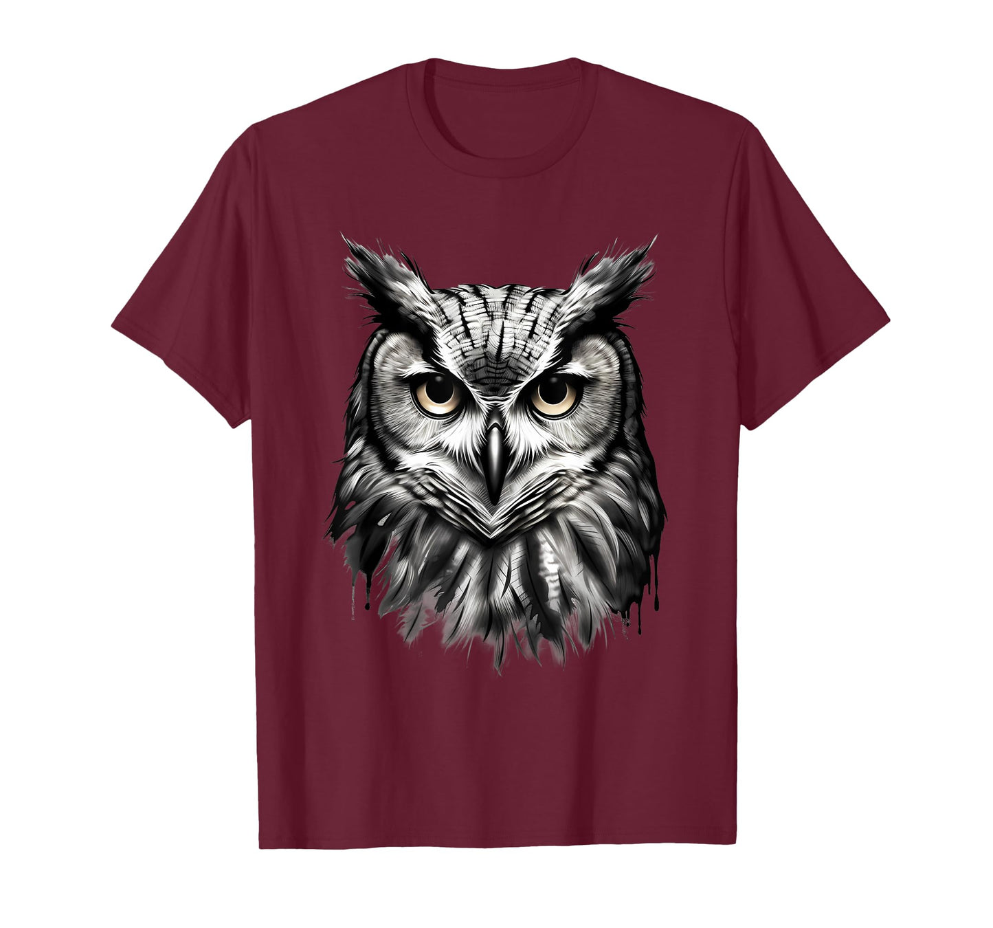 Owl Artwork Drawing Animal Lovers Animal Print Portrait T-Shirt