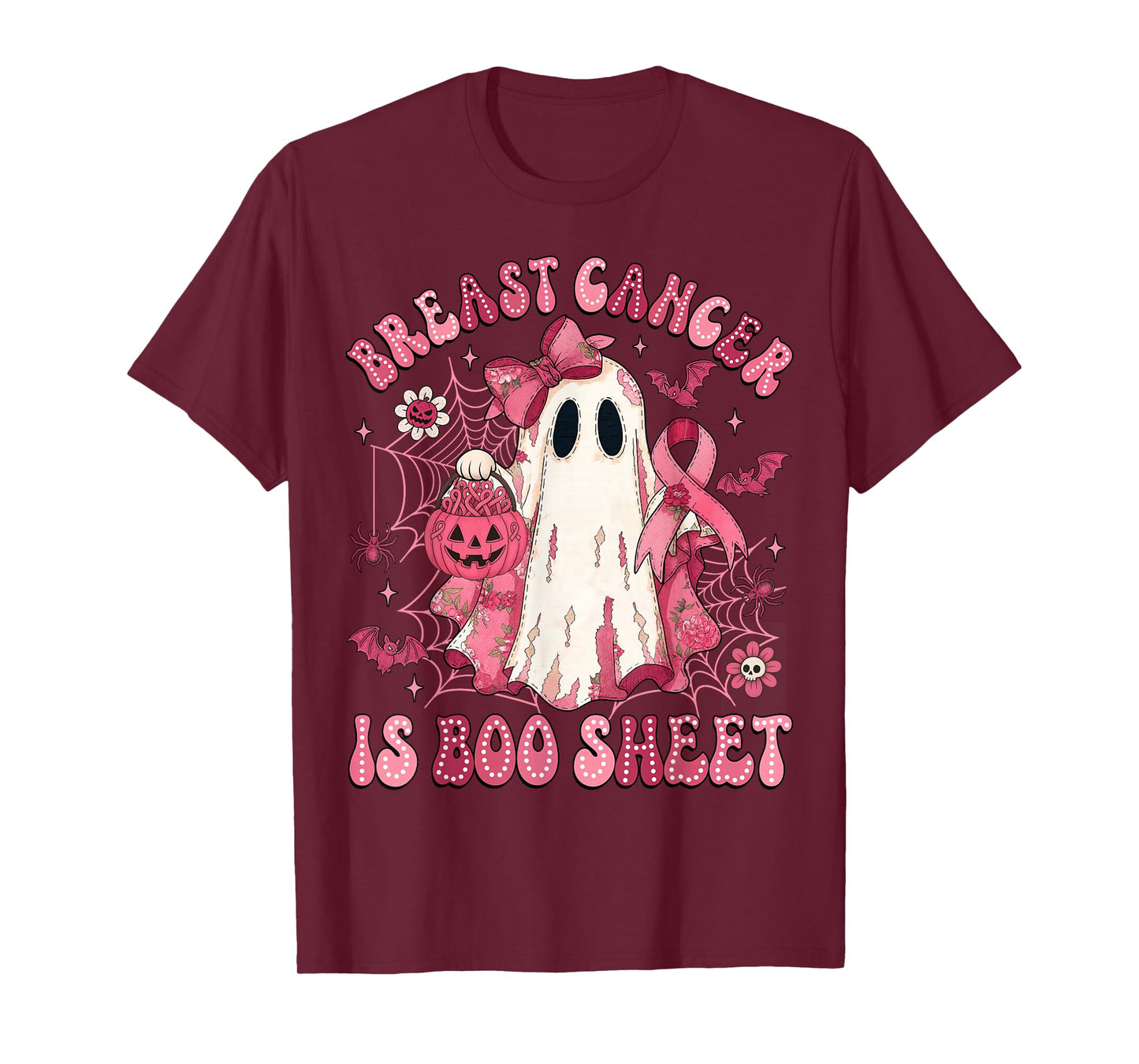 Breast Cancer is Boo Ghost Sheet Halloween Patchwork Girls T-Shirt