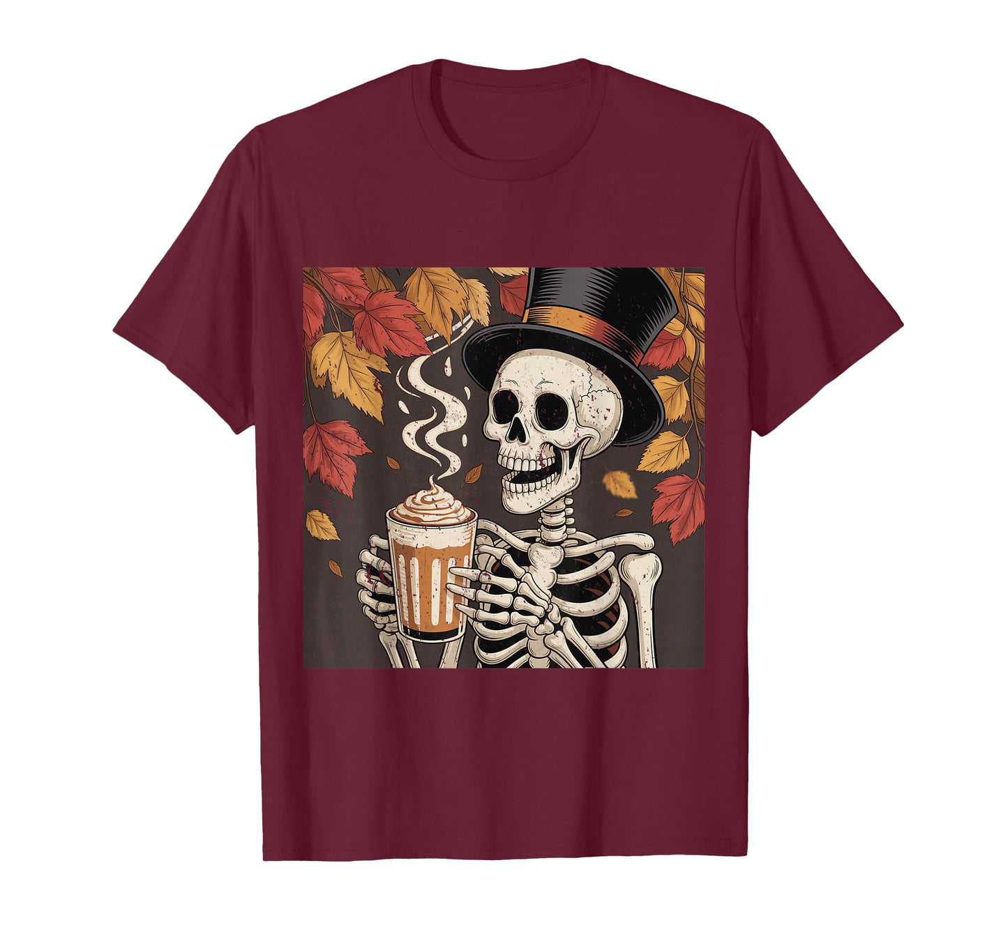 Vintage Halloween Skeleton Pumpkin Spice Latte Syrup Creamer T-Shirt
