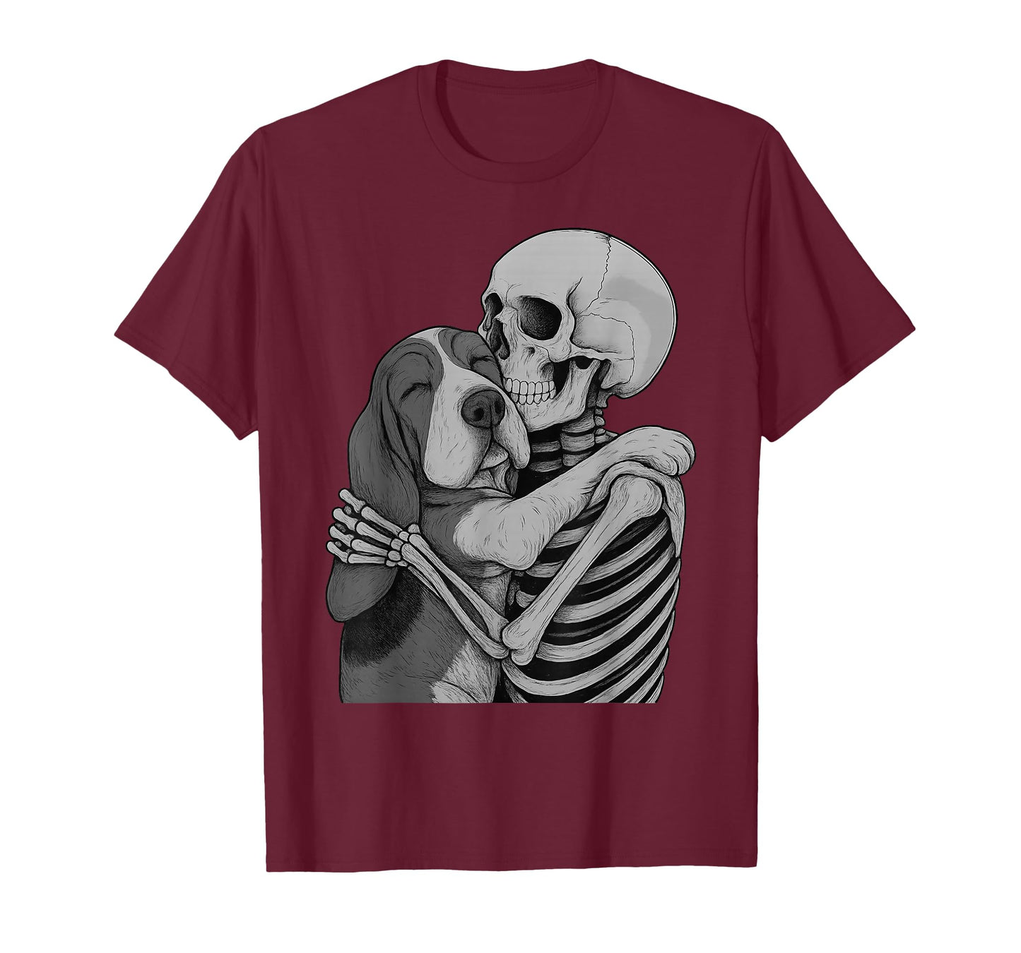 Basset Hound Skeleton Hug Halloween Dog Lover T-Shirt