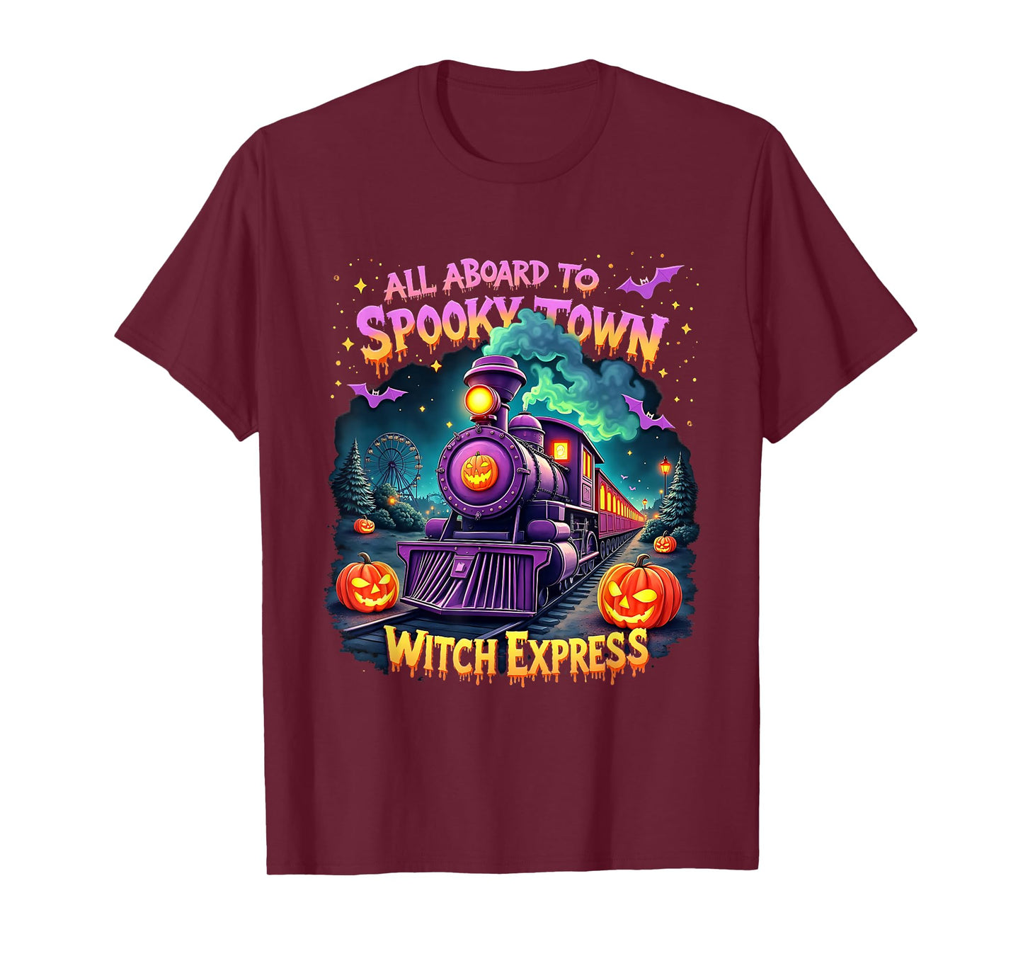 Funny Halloween Skeleton Ghosts Spooky Town Train T-Shirt