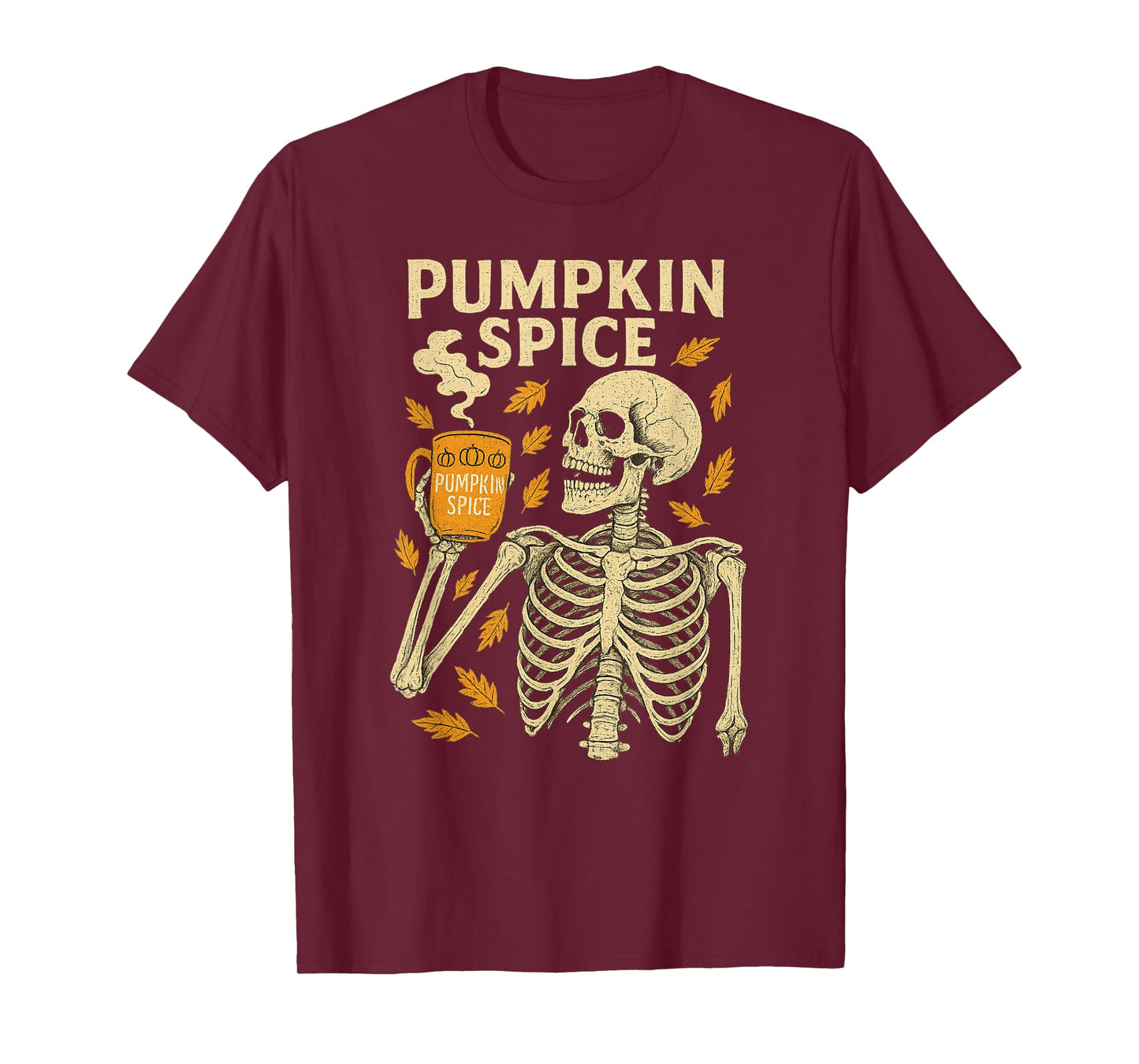 Vintage Halloween Skeleton Pumpkin Spice Latte Syrup Creamer T-Shirt