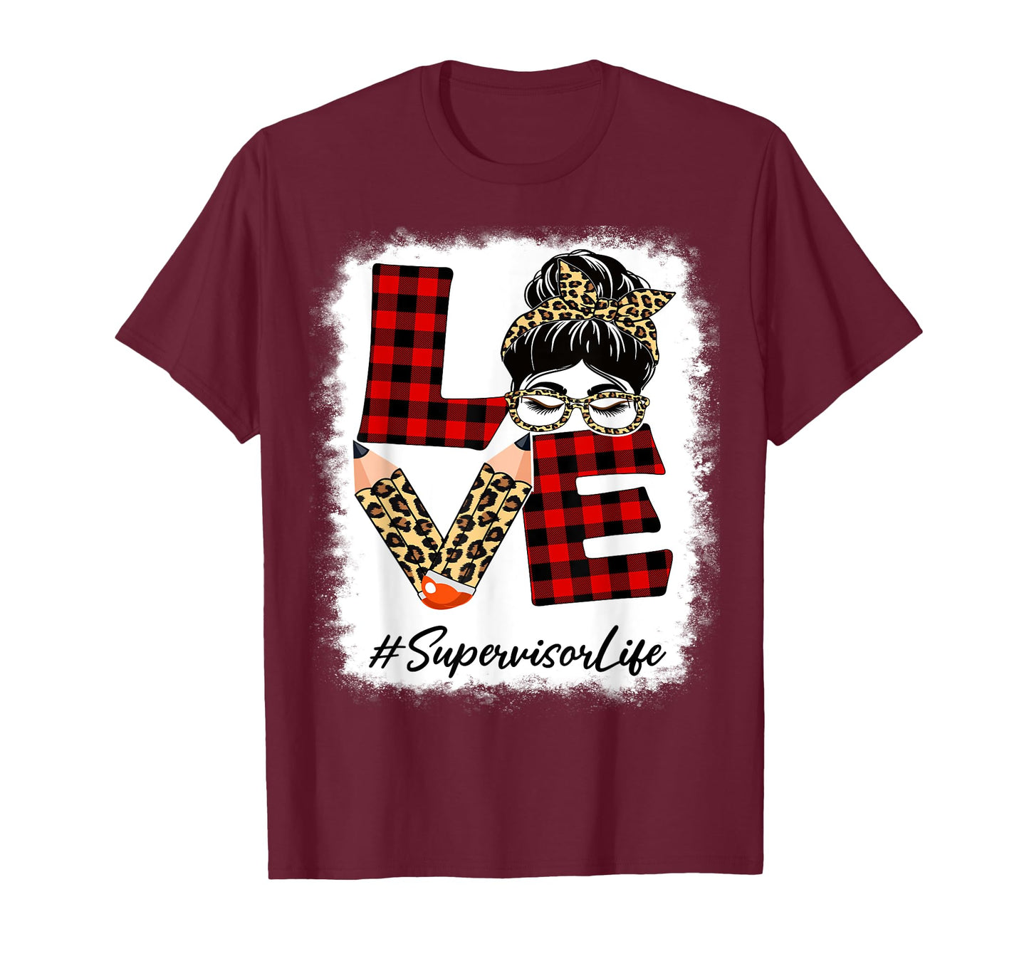 Supervisor Love Messy Bun Leopard Buffalo Back To School T-Shirt