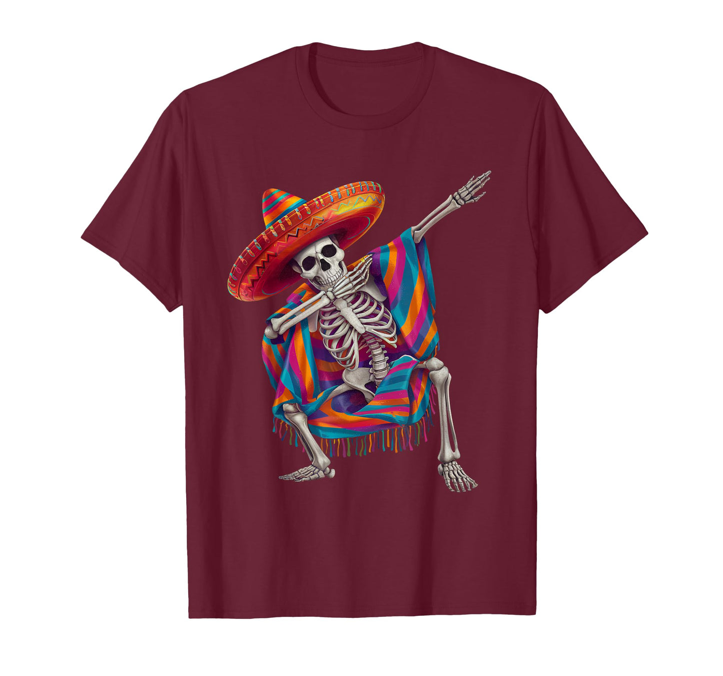 Dabbing Skeleton Sombrero Poncho Cinco De Mayo Mexican Party T-Shirt