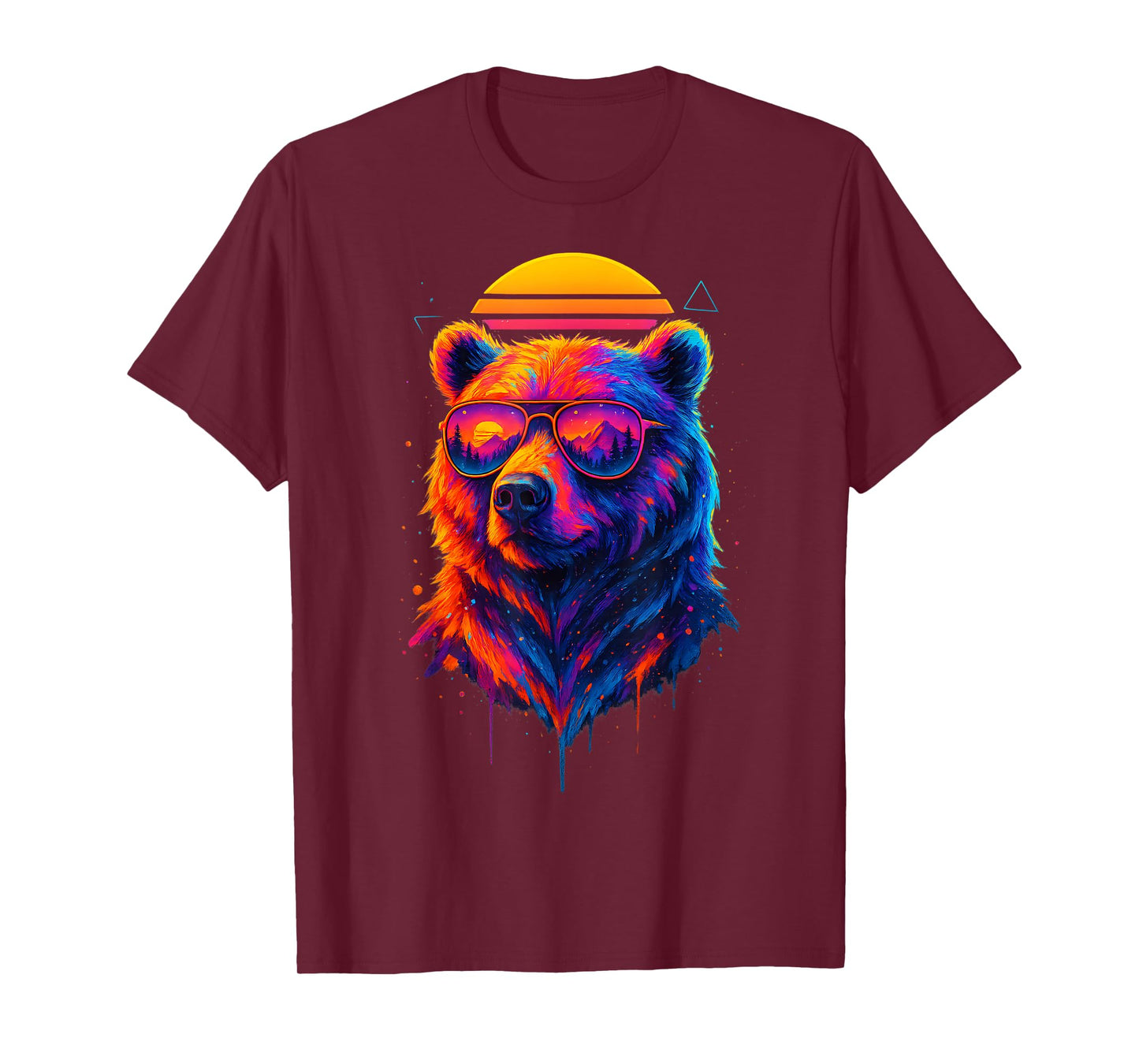Retro Bear Wearing Sunglasses Wildlife Graphic Colorful Bear T-Shirt
