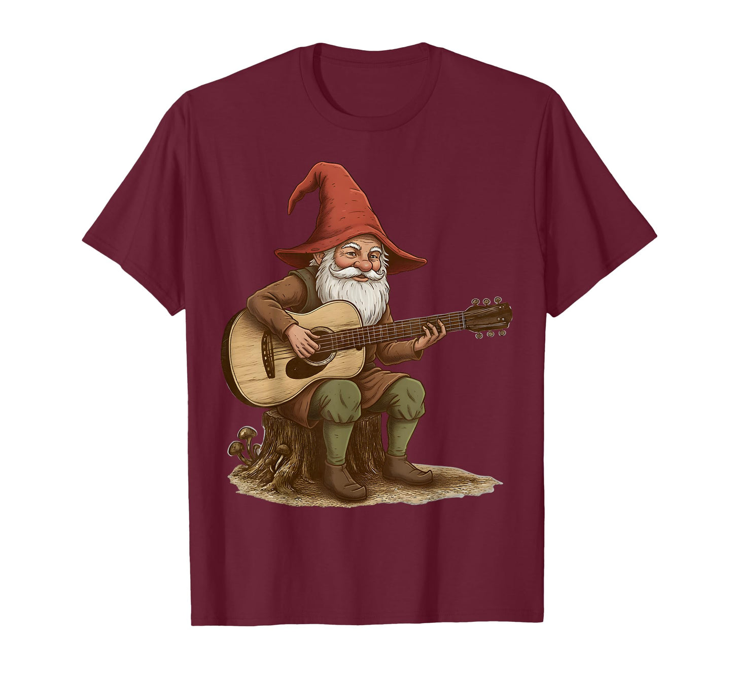 Cute Gnome Playing Guitar Design for Music Fans T-Shirt
