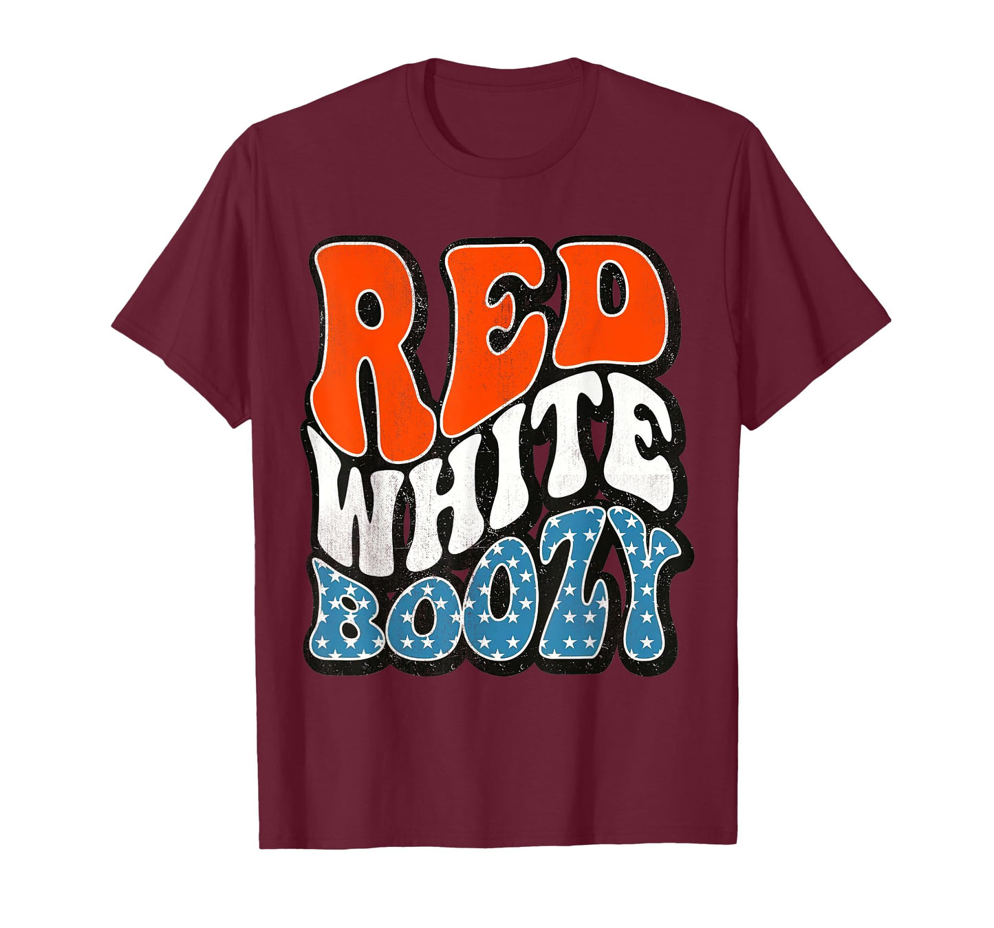Red White & Boozy Retro, 4th Of July, Patriotic Tees T-Shirt for Women Men