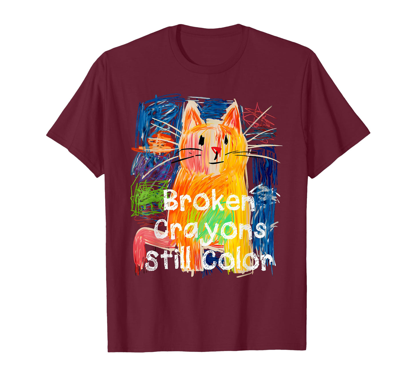 Broken Crayons Still Color Cat Teacher T-Shirt for Men Women Kids