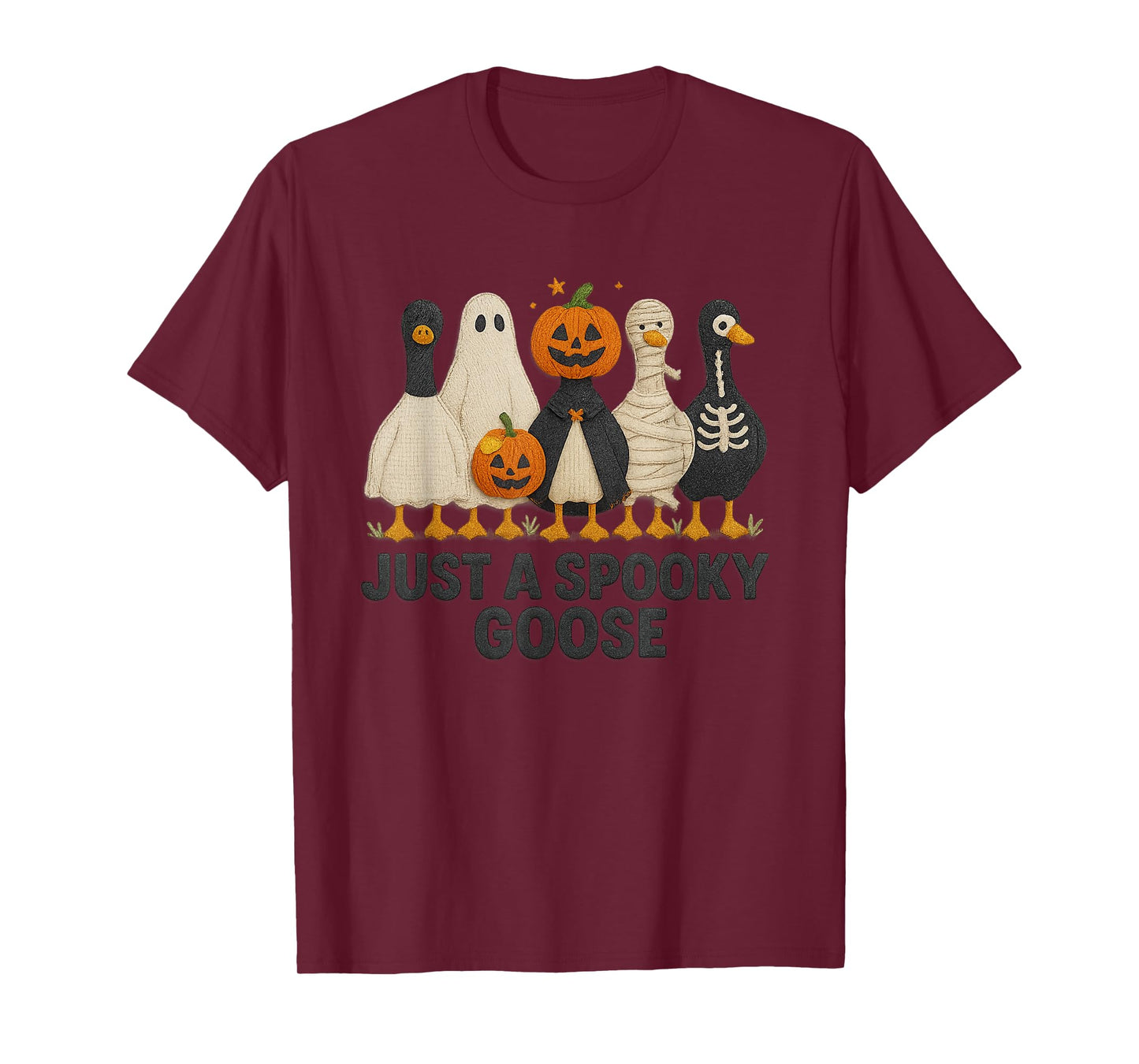 Just a Spooky Goose Halloween Costume Pumpkin Graphic T-Shirt