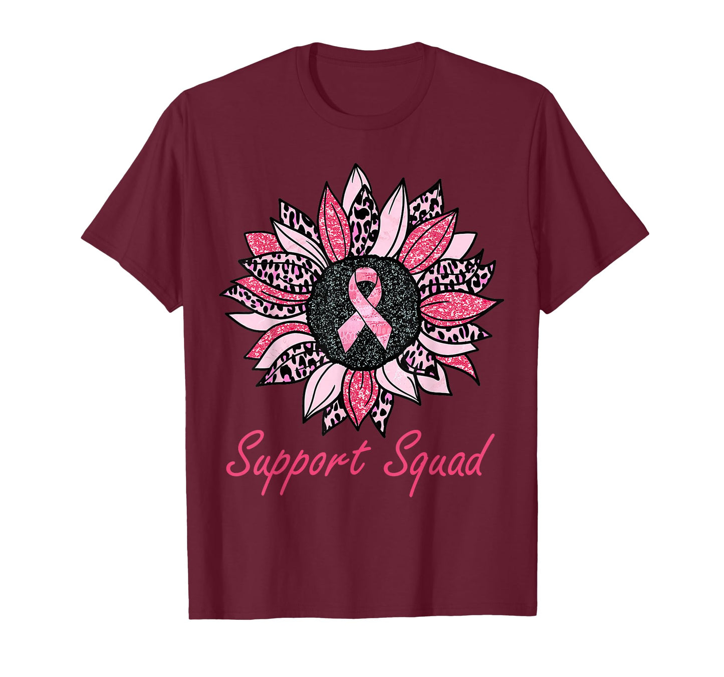 Sunflower Support Squad Breast Cancer Awareness Pink Ribbon T-Shirt
