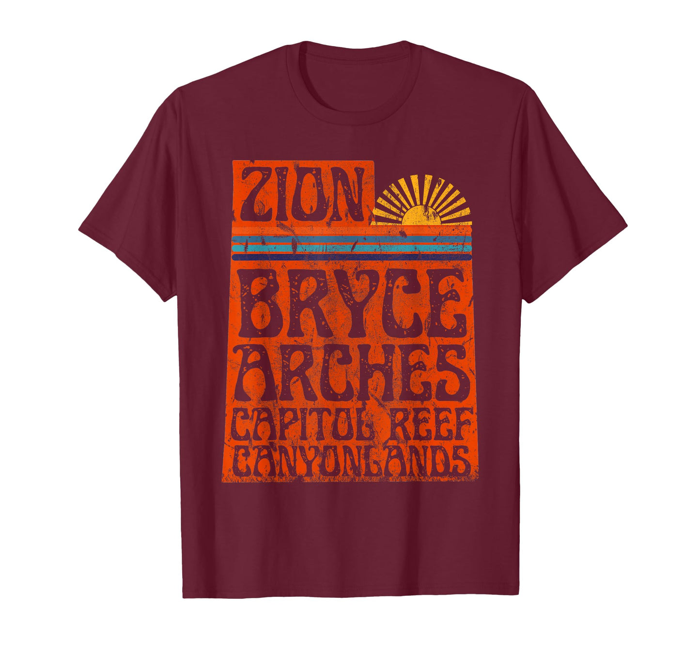 Utah National Parks Zion Arches Bryce Canyonlands State Map T-Shirt
