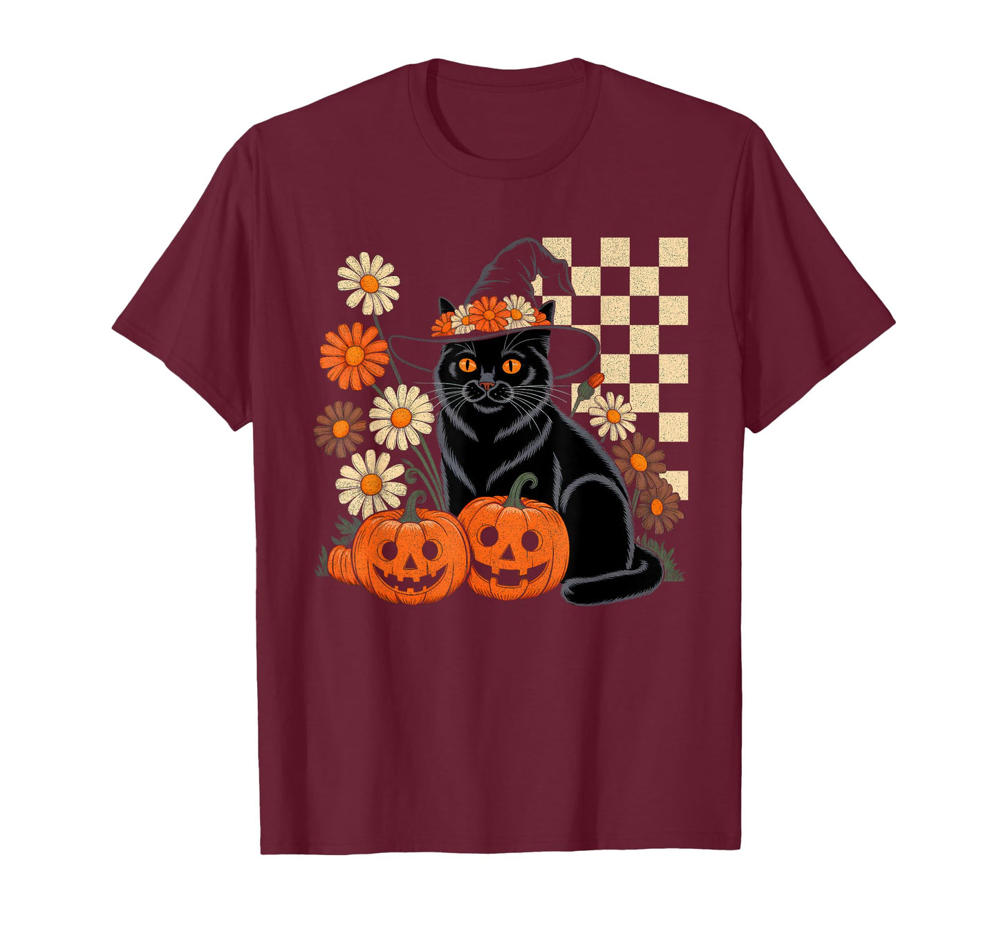 Retro Halloween Black Cat Spooky Halloween Costume Men Women T-Shirt