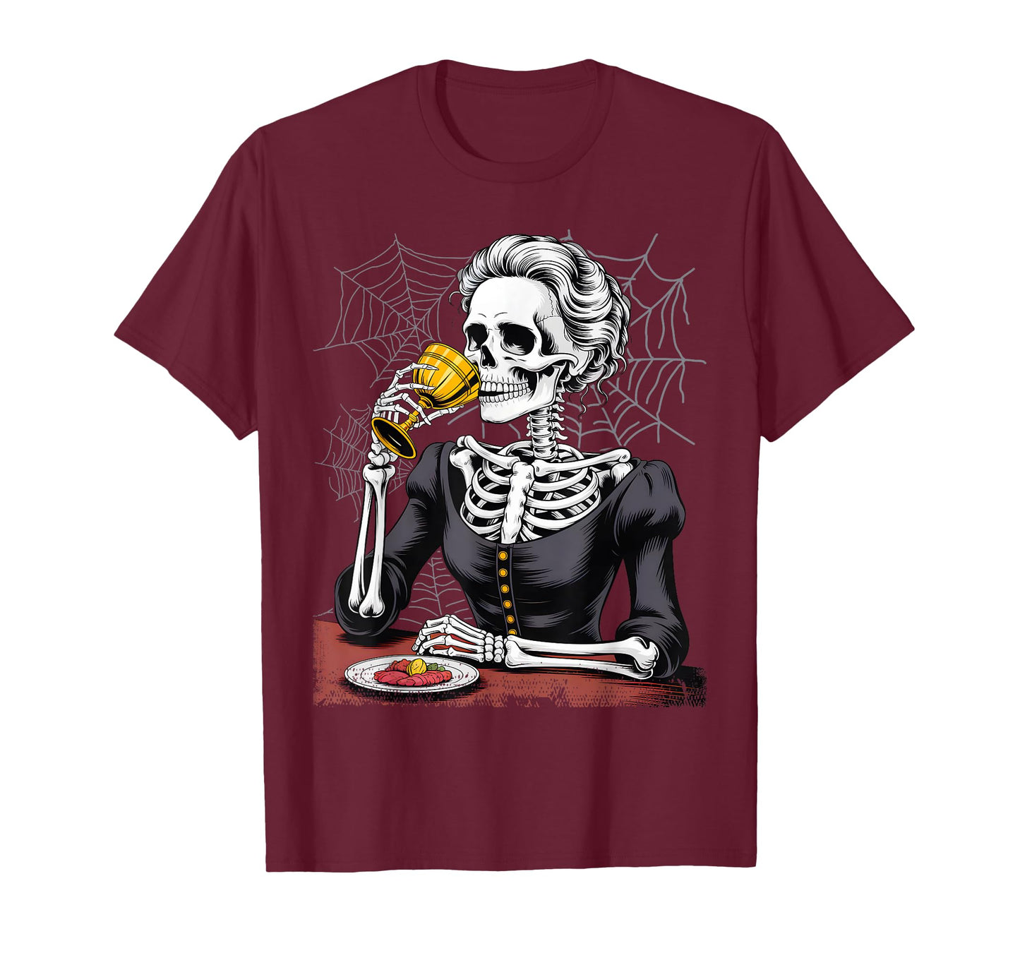 Coffee Drinking Skeleton Lazy DIY Halloween Costume Womens T-Shirt