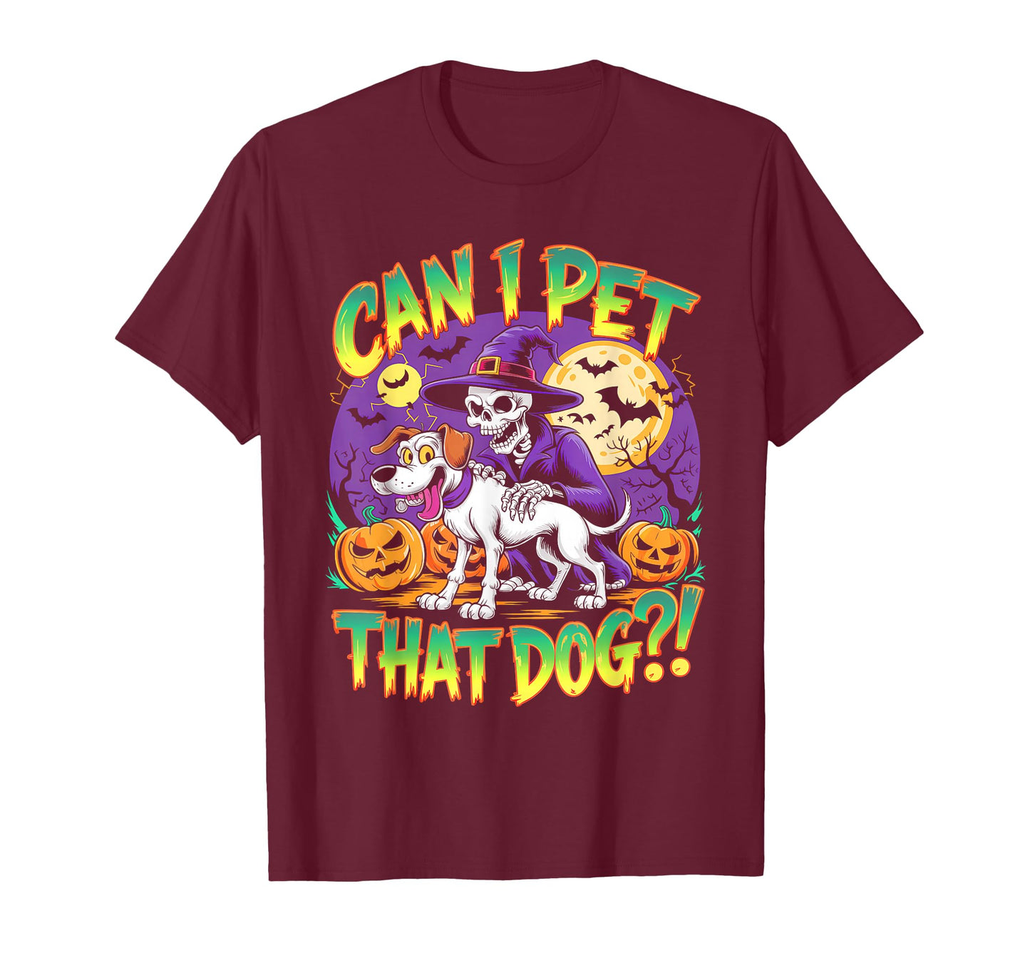 Can I Pet That Dog?! Funny Skeleton Halloween Bootleg T-Shirt