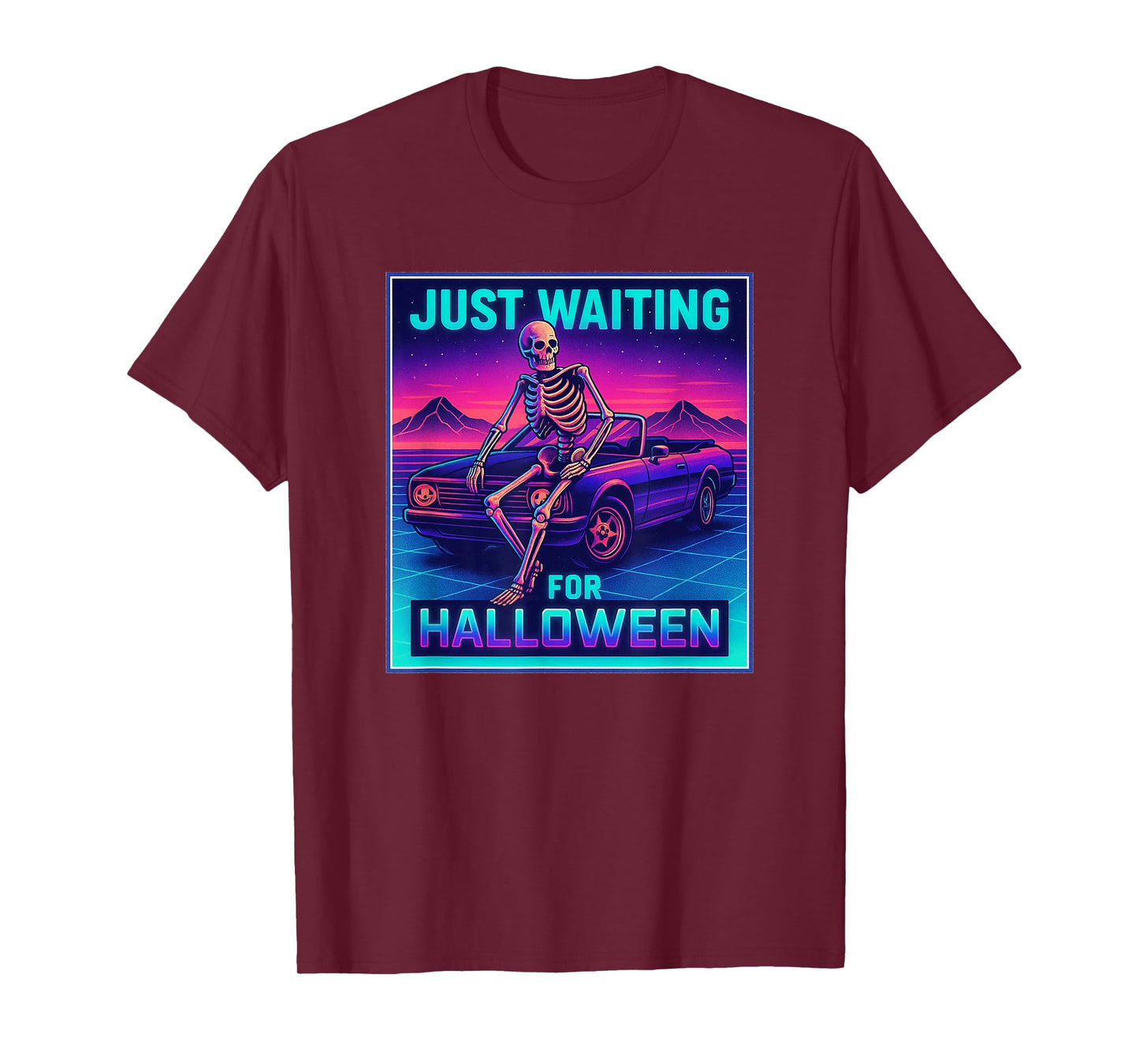 Skeleton Just Waiting for Halloween Spooky Summerween T-Shirt