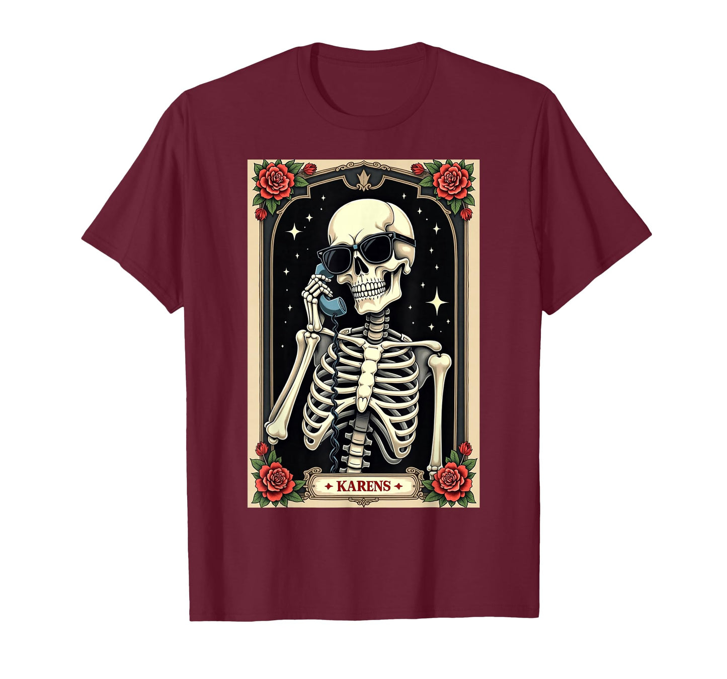 The Karen Tarot Card Skeleton Meme, Funny Spooky Halloween T-Shirt