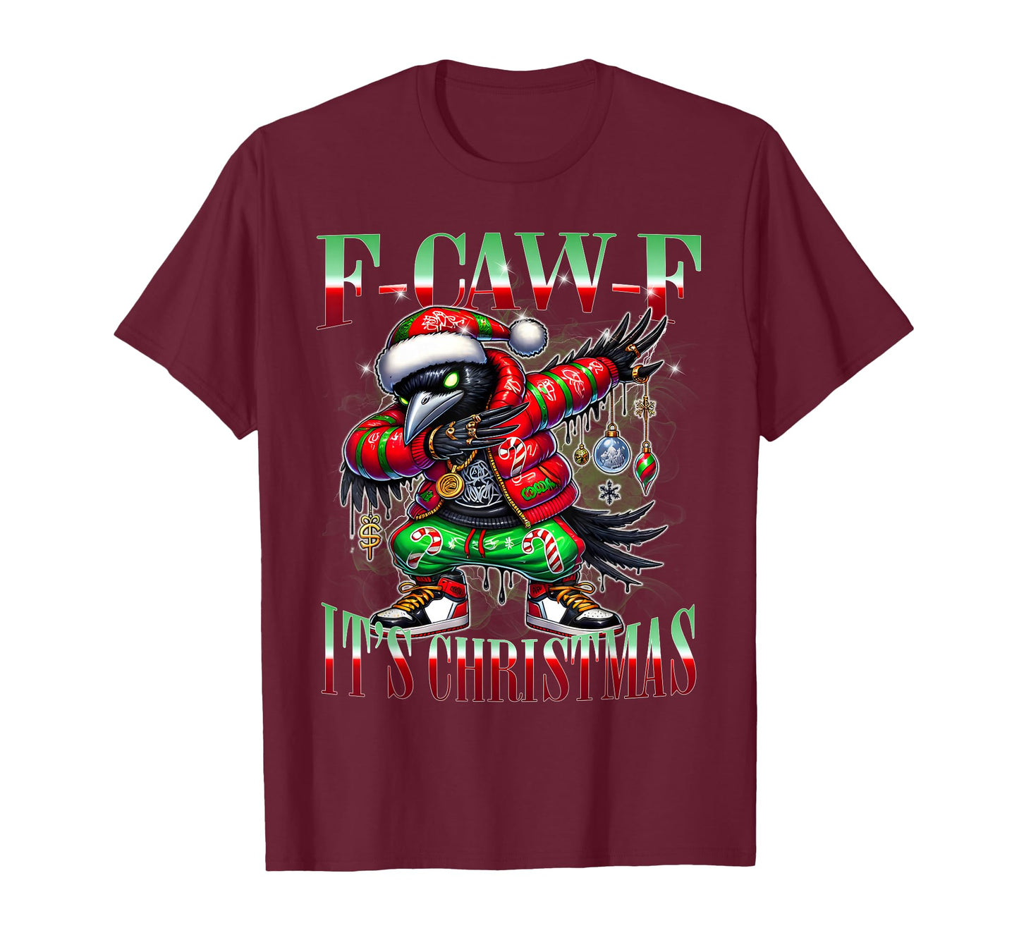 F-Caw-F Raven Christmas Urban Graffiti Holiday T-Shirt