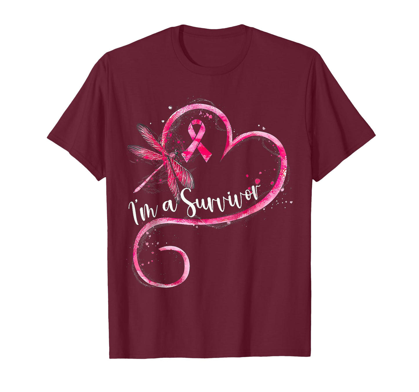 I'm A Survivor Breast Cancer Awareness Dragonfly Heart T-Shirt