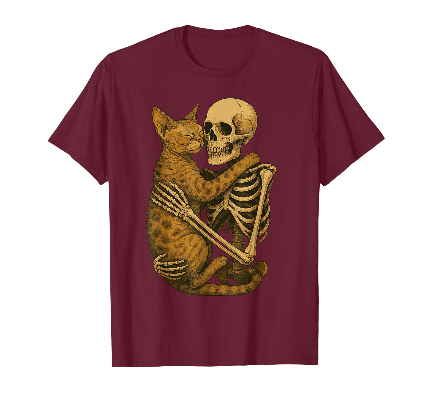 Skeleton Hugging Devon Rex T-Shirt