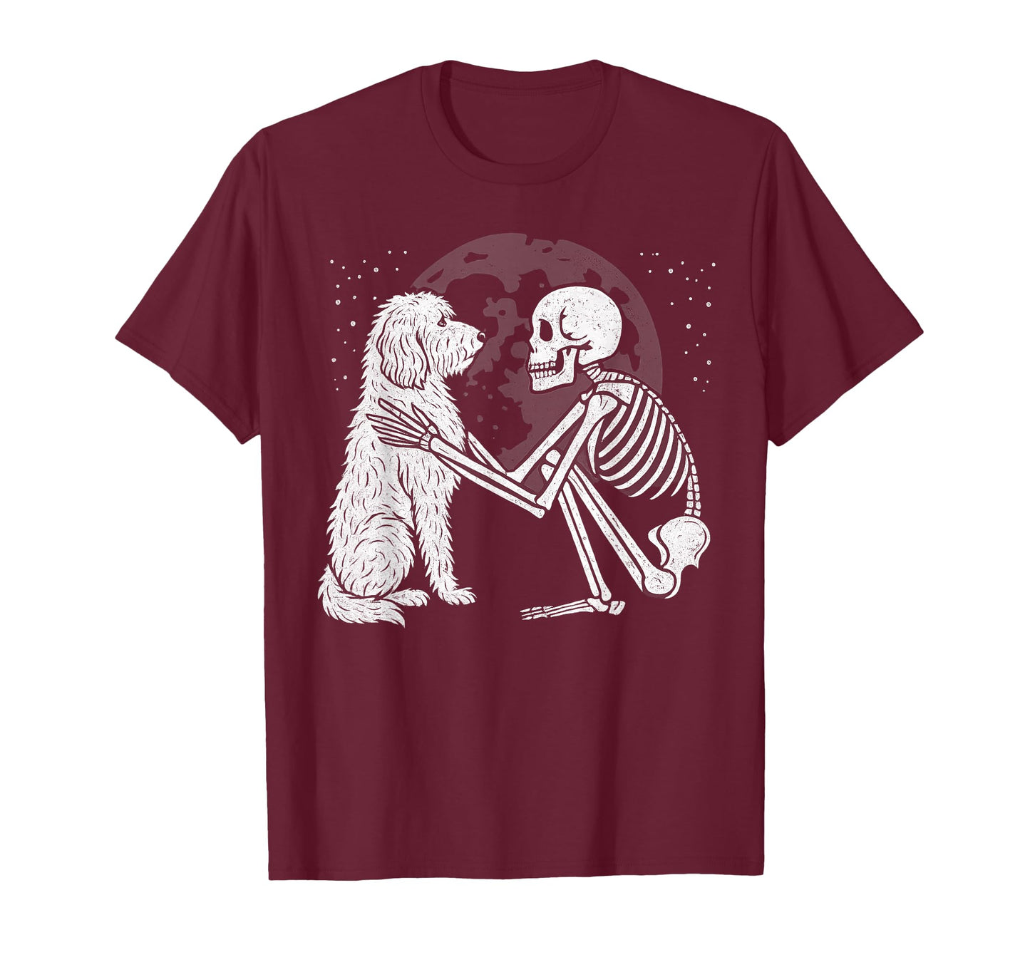 Goldendoodle Skeleton Moon Halloween Dog Lover T-Shirt