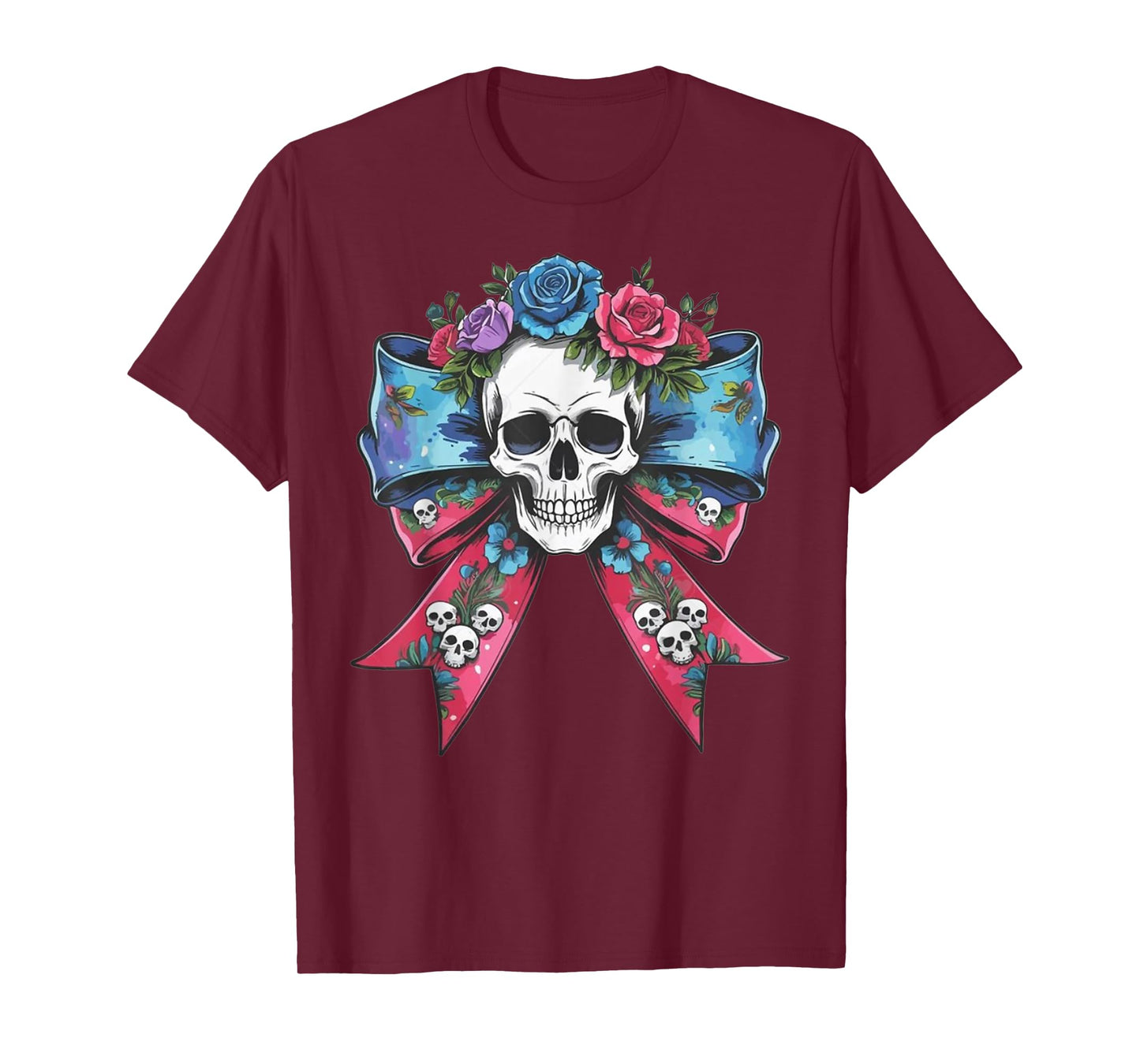 Coquette Bow Spooky Season Skeleton Skull Horror Halloween T-Shirt
