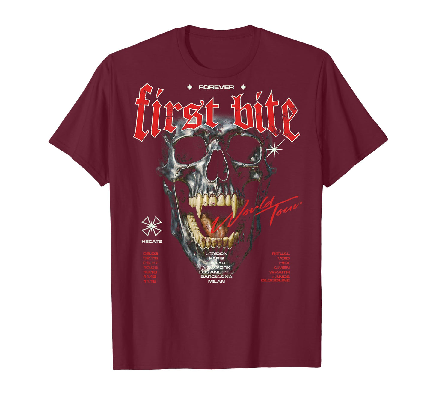 Skeleton Vampire Vintage Streetwear Urban Y2K Back Print T-Shirt