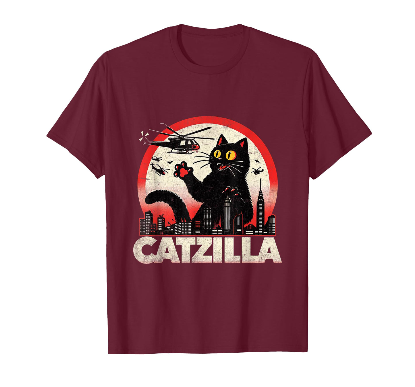 Retro Catzilla Cat Lovers Graphic Gifts Cat Mom Dad Catzilla Men Women Kids T-Shirt