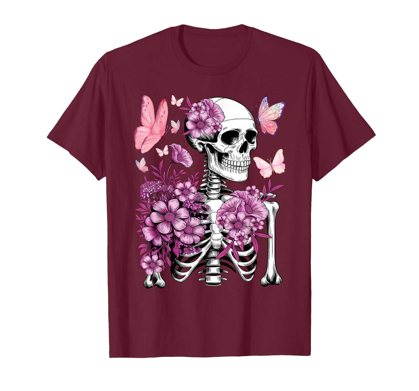 Flower Skeleton Floral Women Men Teenage Girls T-Shirt