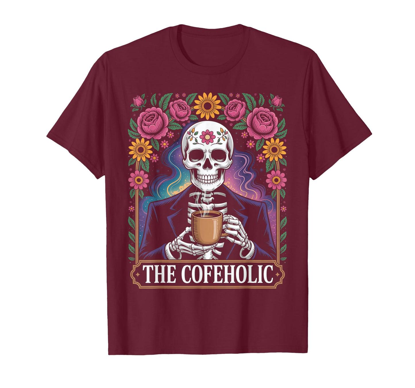 Funny Coffee Saying The Cofeholic Skeleton Mexico Men Women T-Shirt