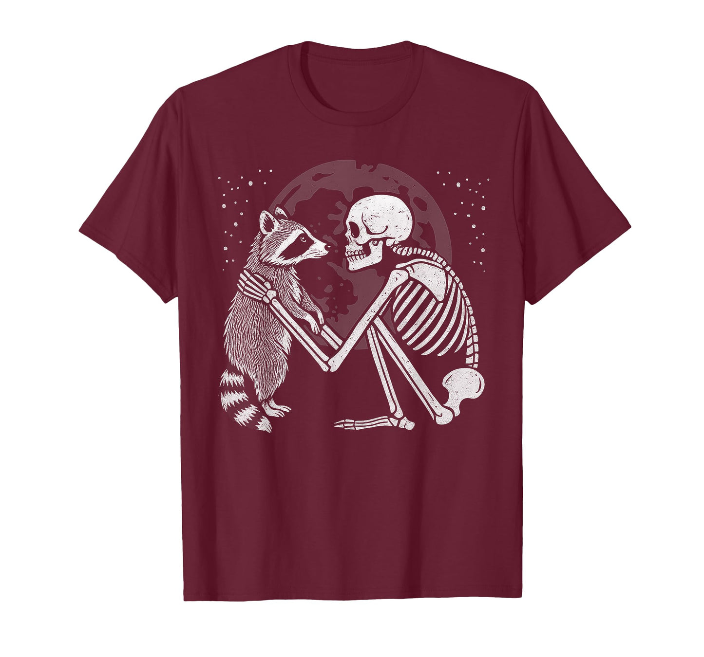 Raccoon Skeleton Moon Halloween Animal Lover T-Shirt