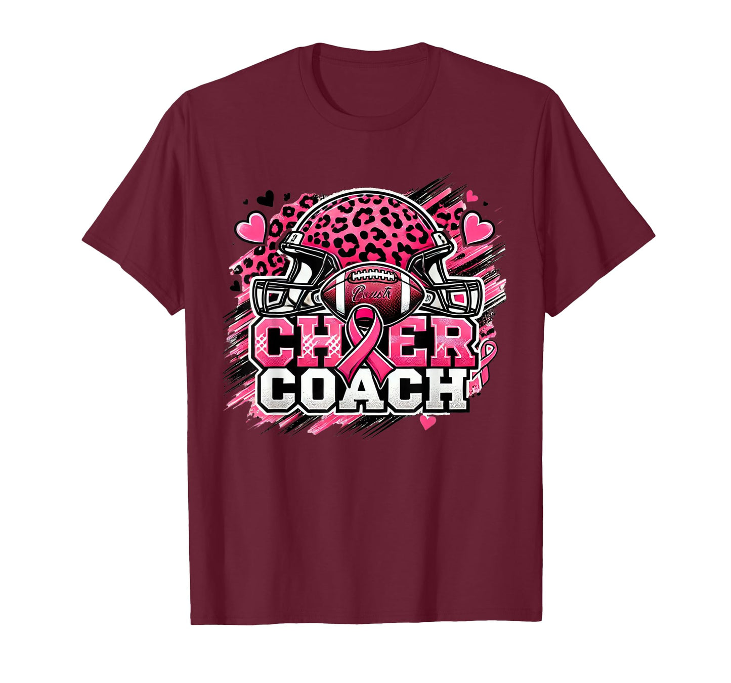 Cheer Coach Football Breast Cancer Awareness Day T-Shirt