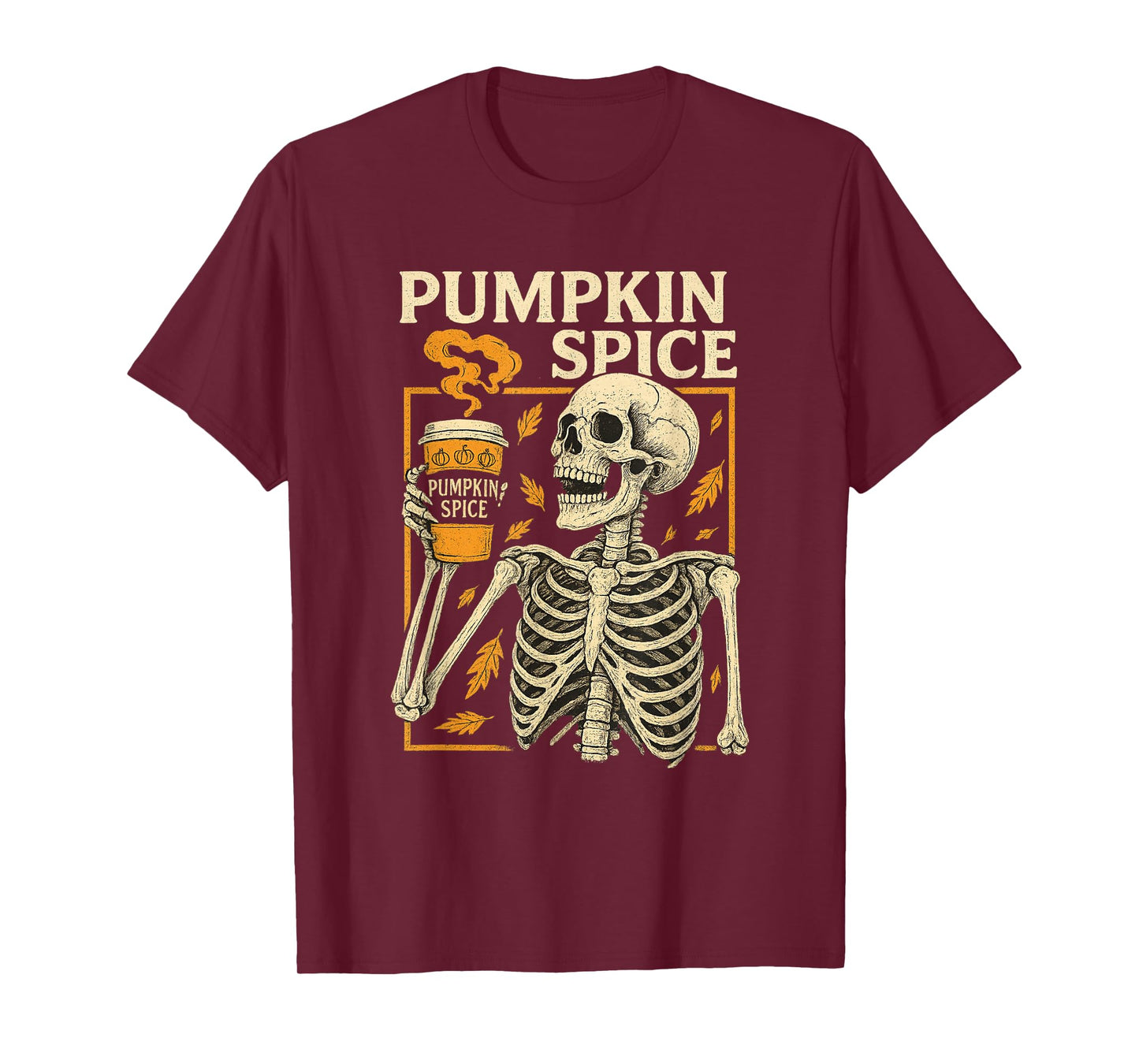 Vintage Halloween Skeleton Pumpkin Spice Latte Syrup Creamer T-Shirt