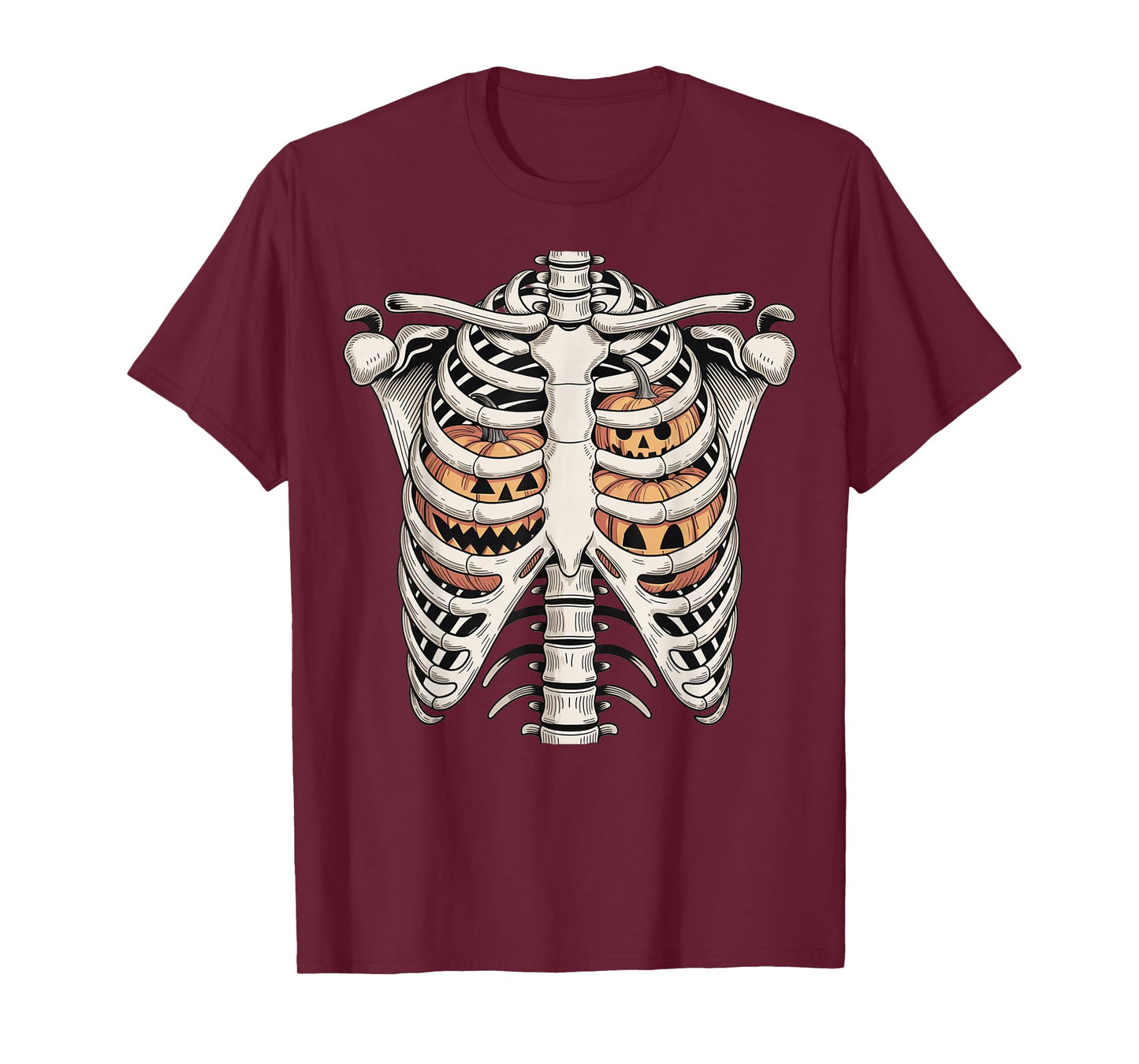 Pumpkin Rib Cage Skeleton Halloween X-Ray Anatomy Nurse T-Shirt