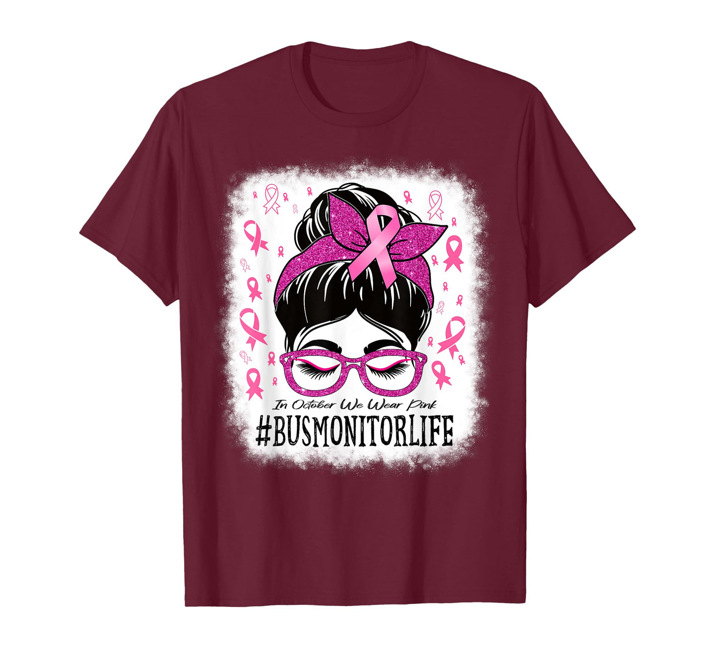 Bus Monitor In October We Wear Pink Breast Cancer Awareness T-Shirt