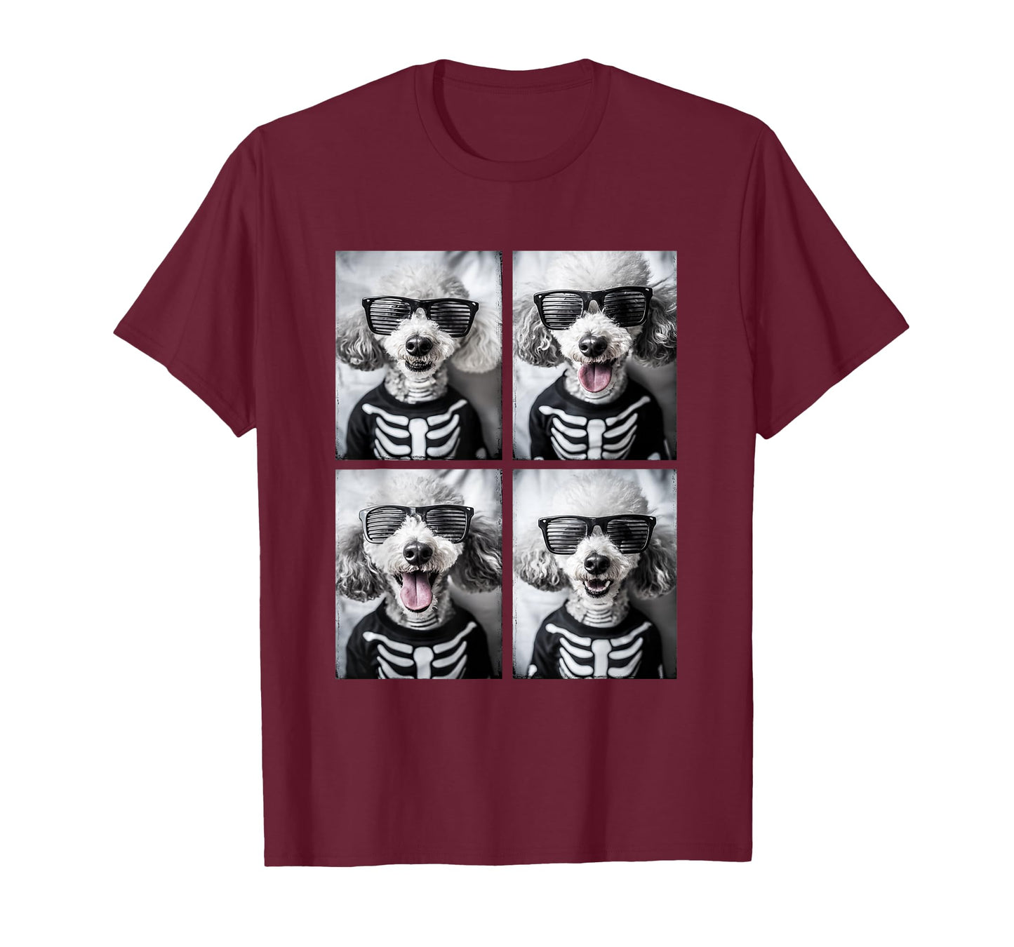 Cute Poodles with Sunglasses Halloween Skeleton Costume T-Shirt