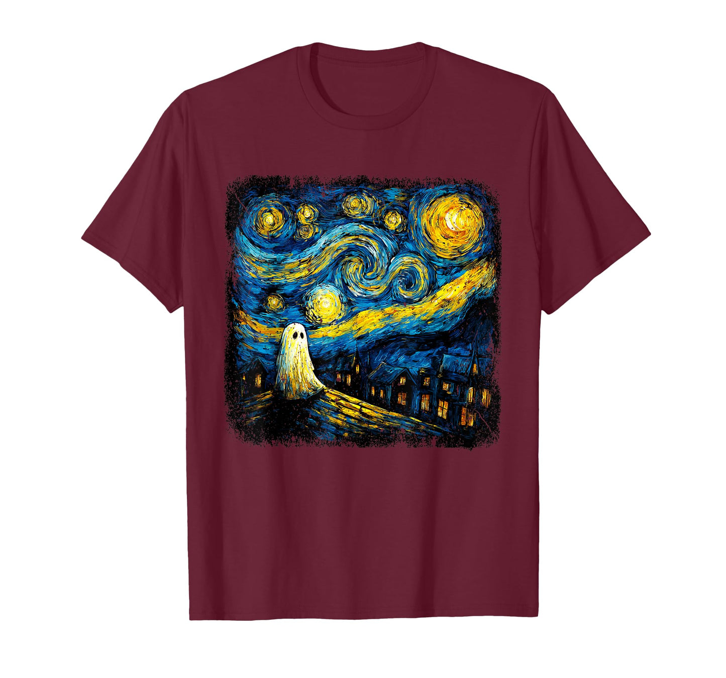 Funny Halloween Boo Sheet Ghost Starry Night Van Gogh Boys T-Shirt