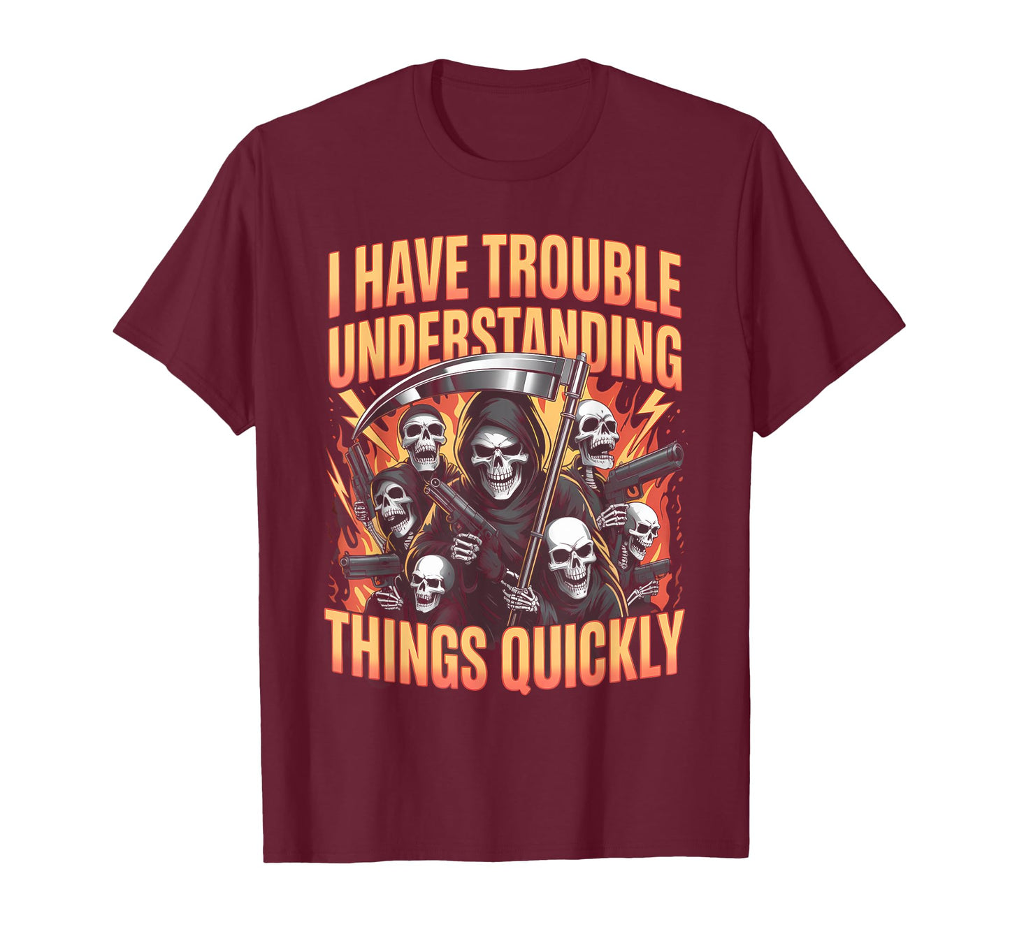 Trouble Understanding Funny Skeleton Meme Bootleg Unhinged T-Shirt