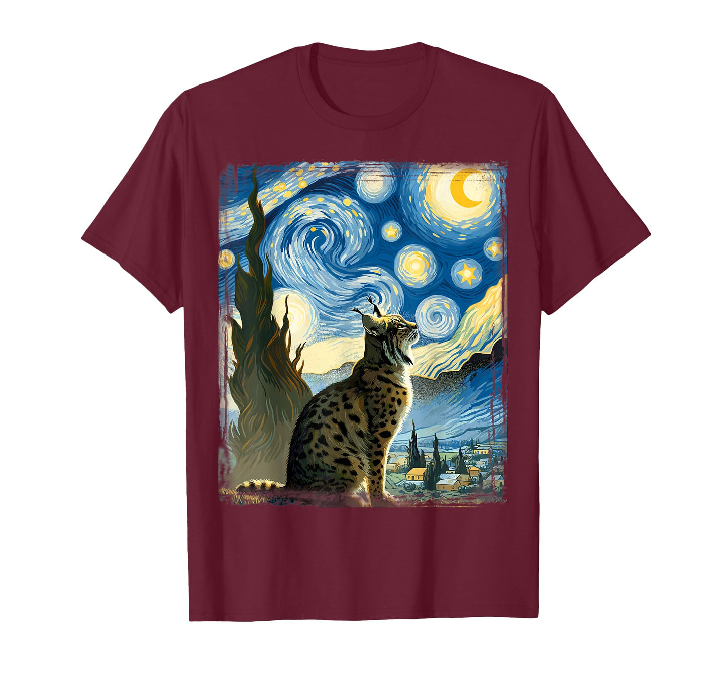 Artistic Bobcat Shirt Van Gogh Style Starry Night Bobcat T-Shirt