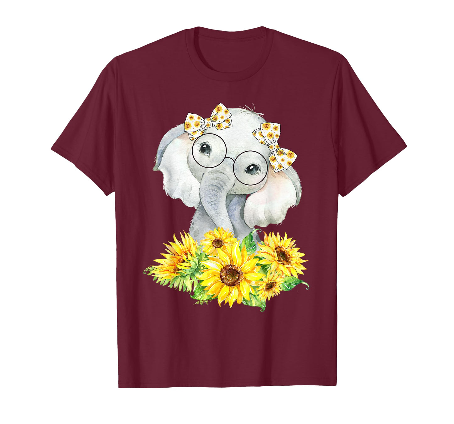 Elephant Sunflower Gifts for Girls Boys T-Shirt