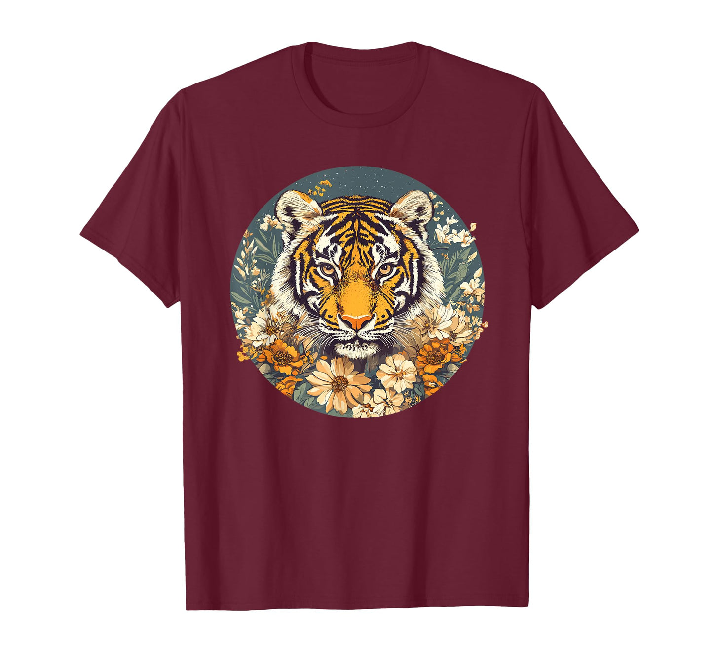 Tiger In Bloom Wild Floral Majesty T-Shirt