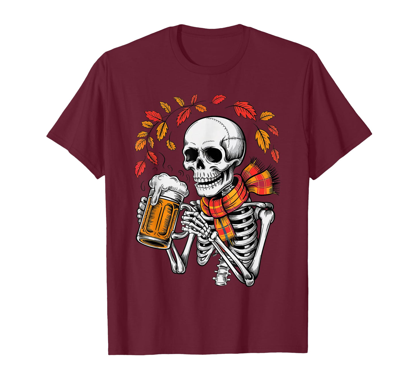 Skeleton Drinking Beer Retro Halloween Costume Beer Drinker T-Shirt