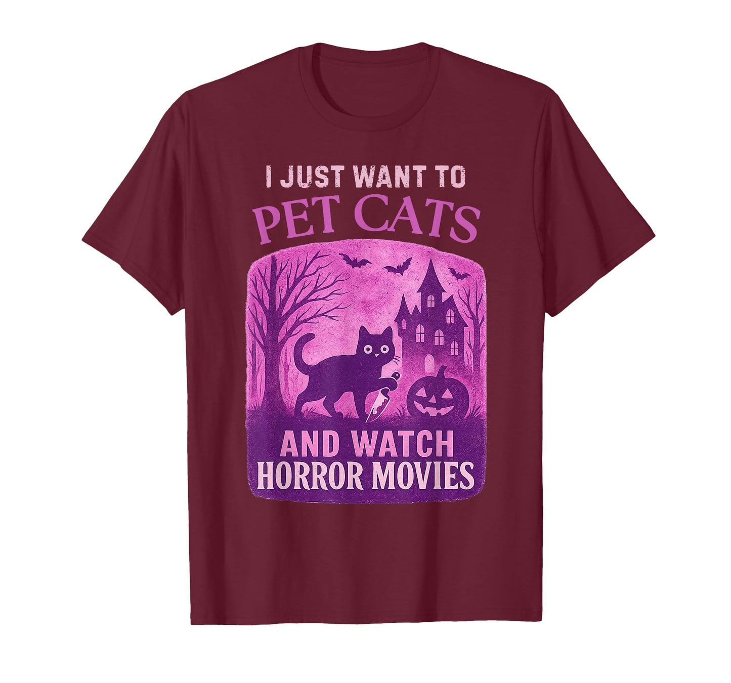Murder Cat I Just Want to Pet Cats and Watch Horror Movies T-Shirt