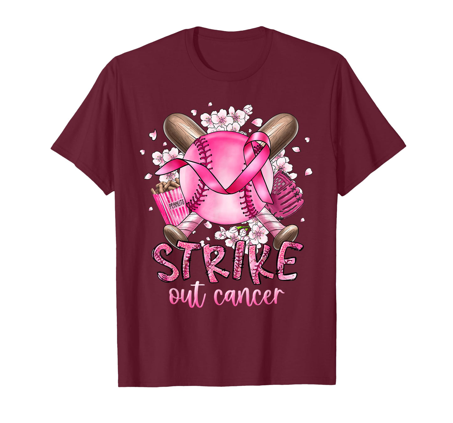 Strike Out Breast Cancer Softball Baseball Player Support T-Shirt