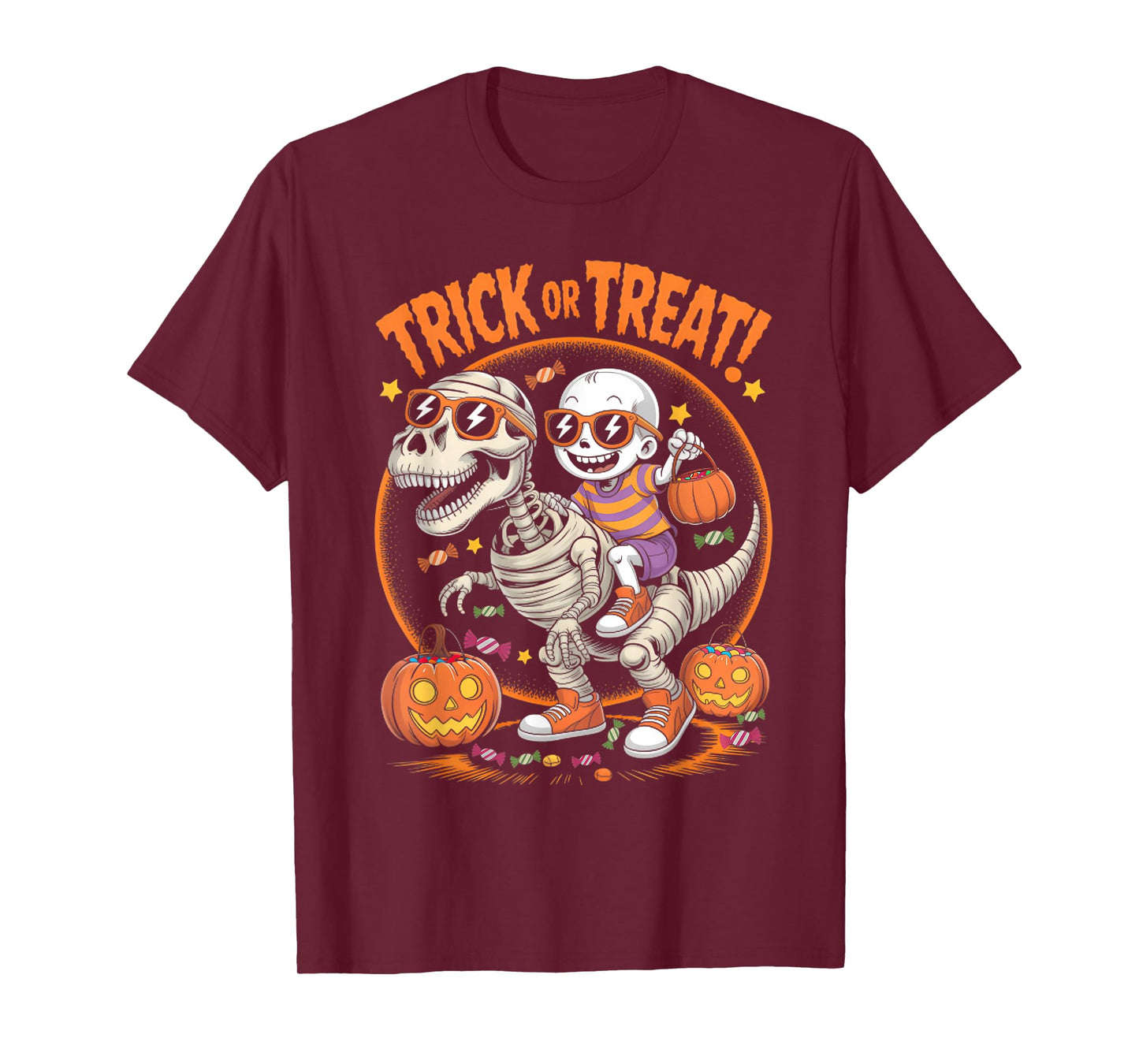 Trick Or Treat Dinosaur T Rex Halloween Cute Dino Halloween T-Shirt